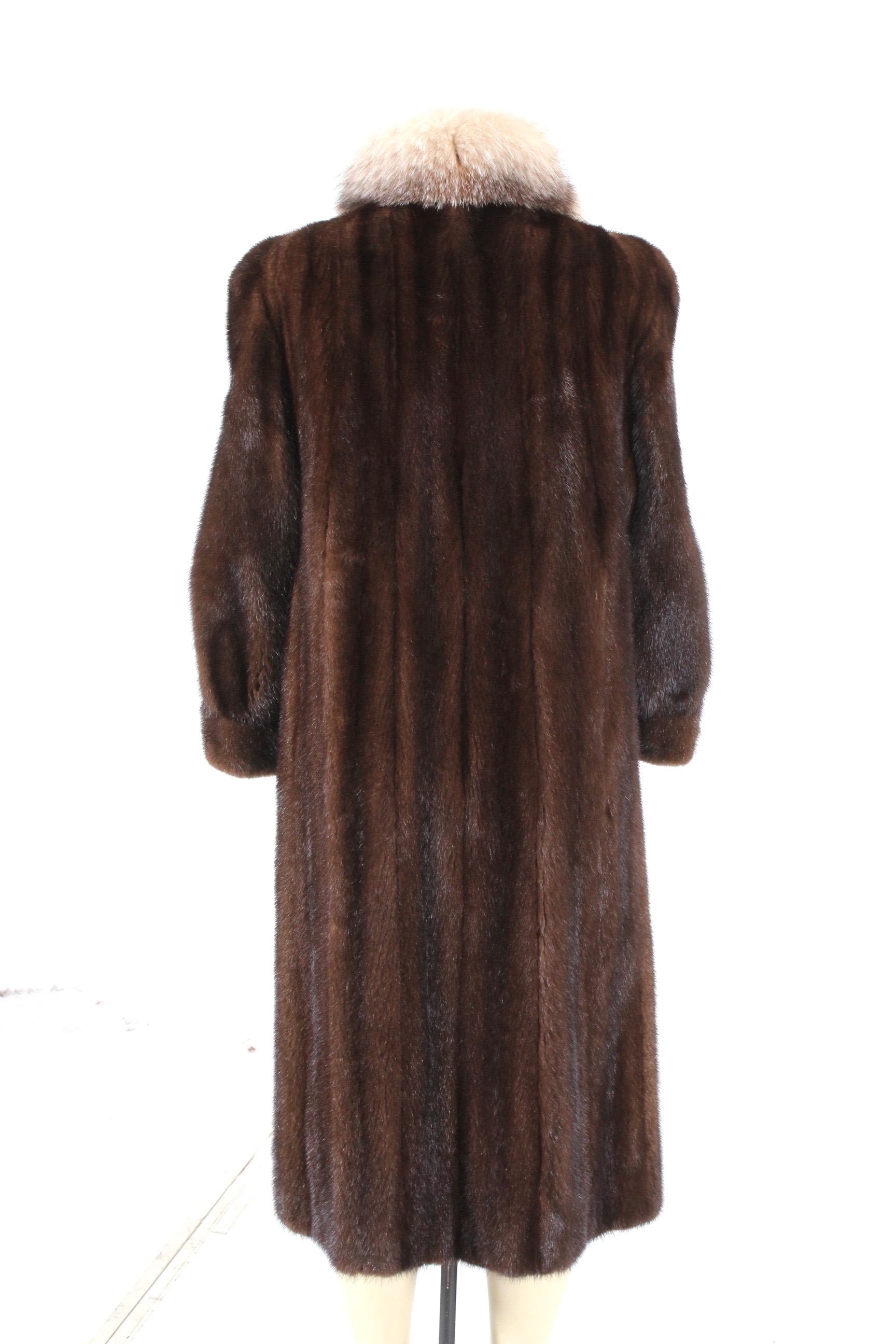 Vintage Evans Collection Brown Mink Fur Coat with Fox Fur Trim
