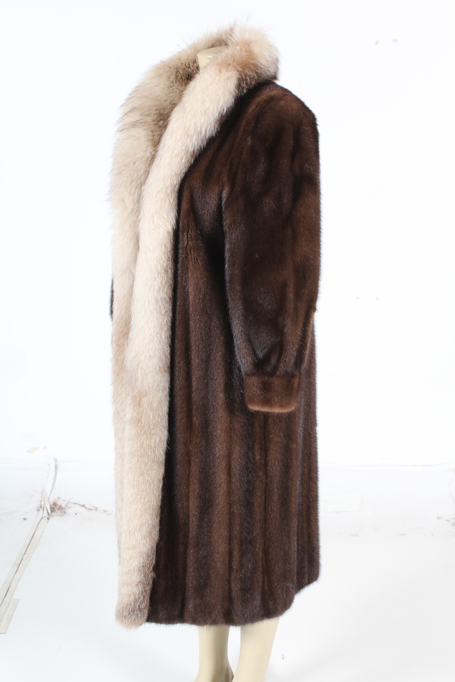 Vintage Evans Collection Brown Mink Fur Coat with Fox Fur Trim