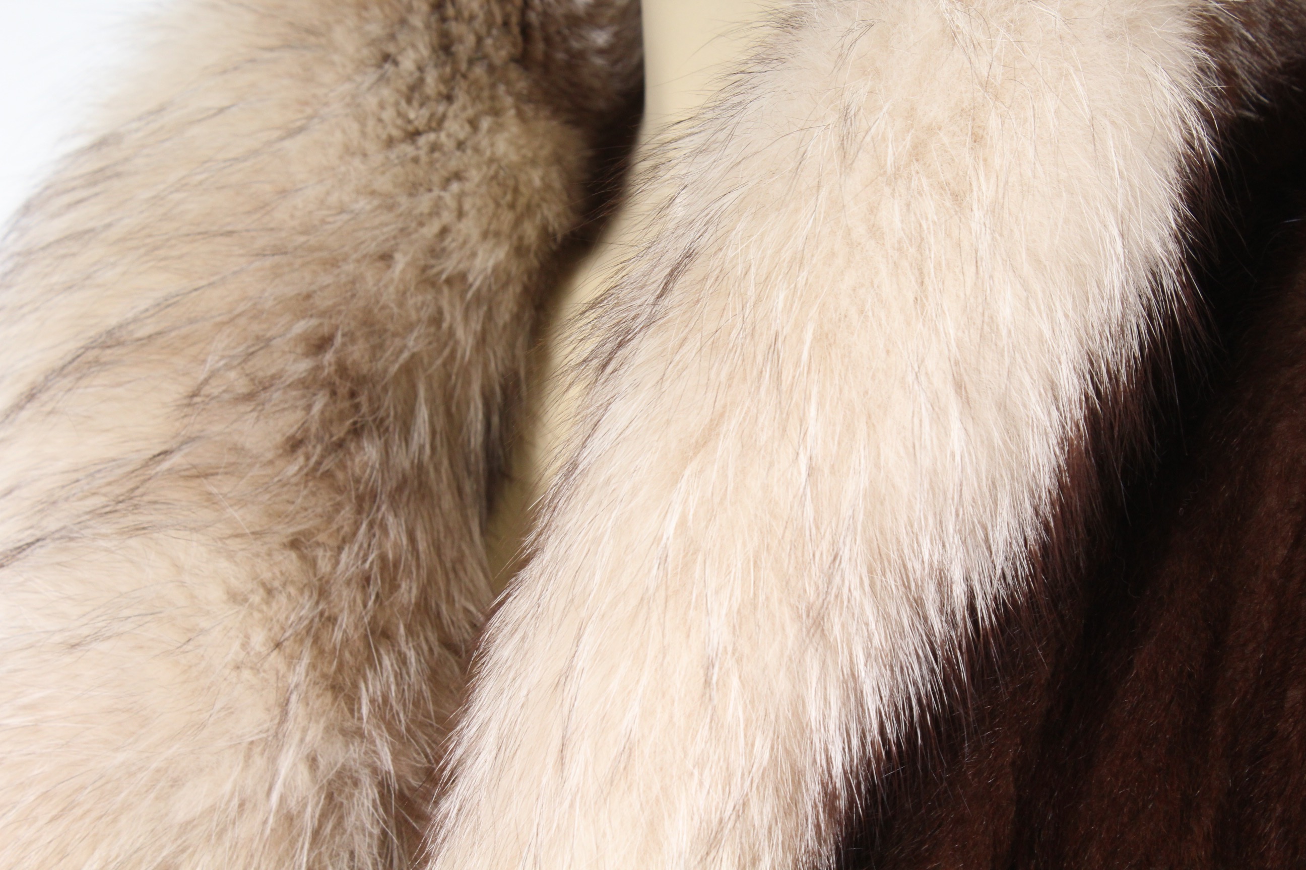 Vintage Evans Collection Brown Mink Fur Coat with Fox Fur Trim