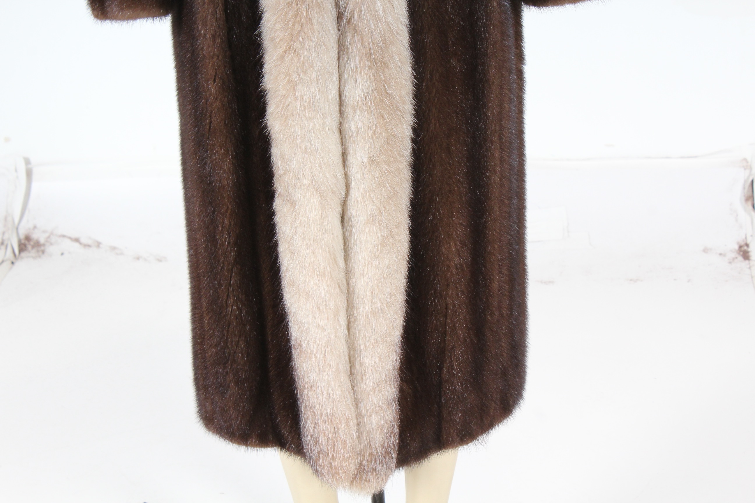 Vintage Evans Collection Brown Mink Fur Coat with Fox Fur Trim