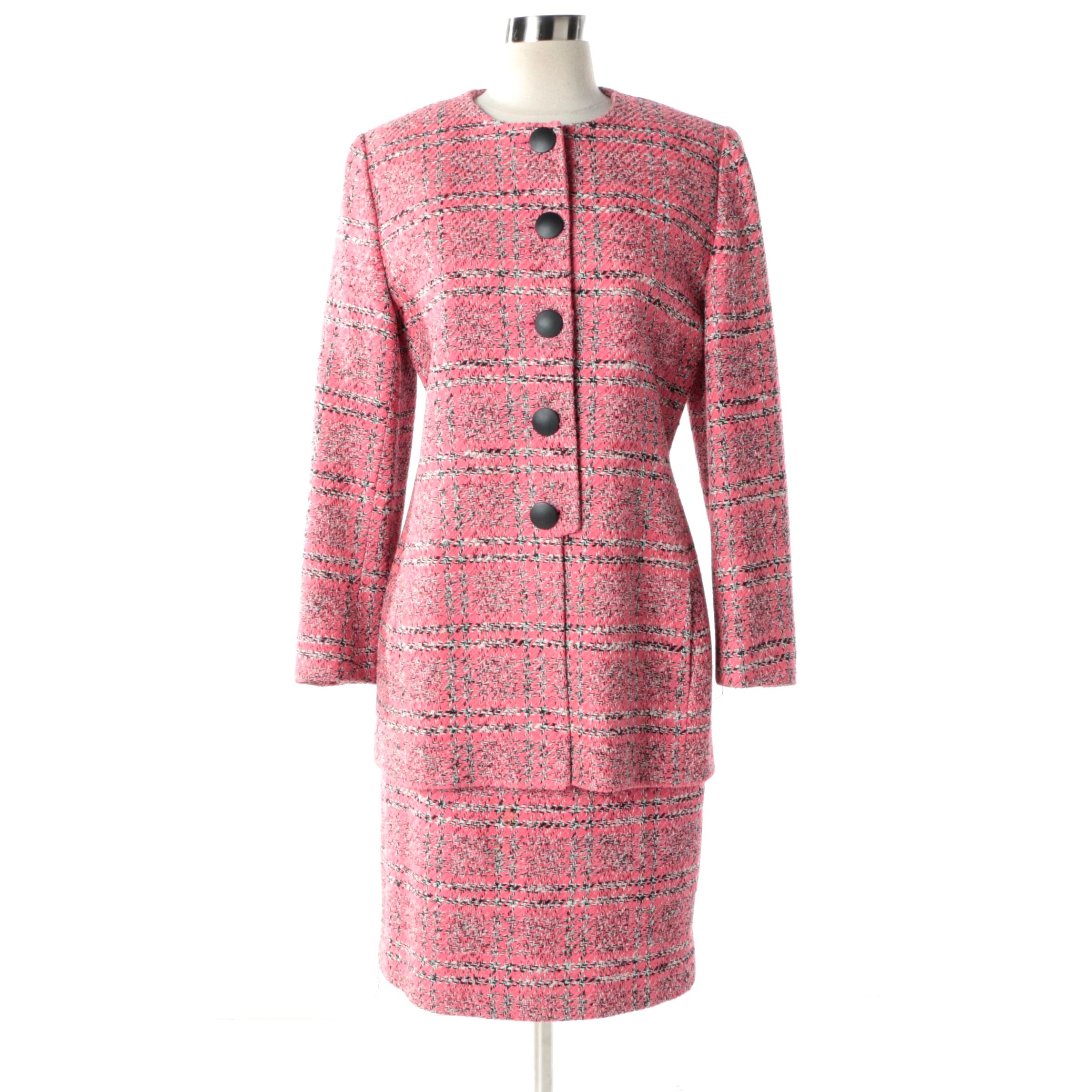 Christian Dior Pink Wool Blend Skirt Suit