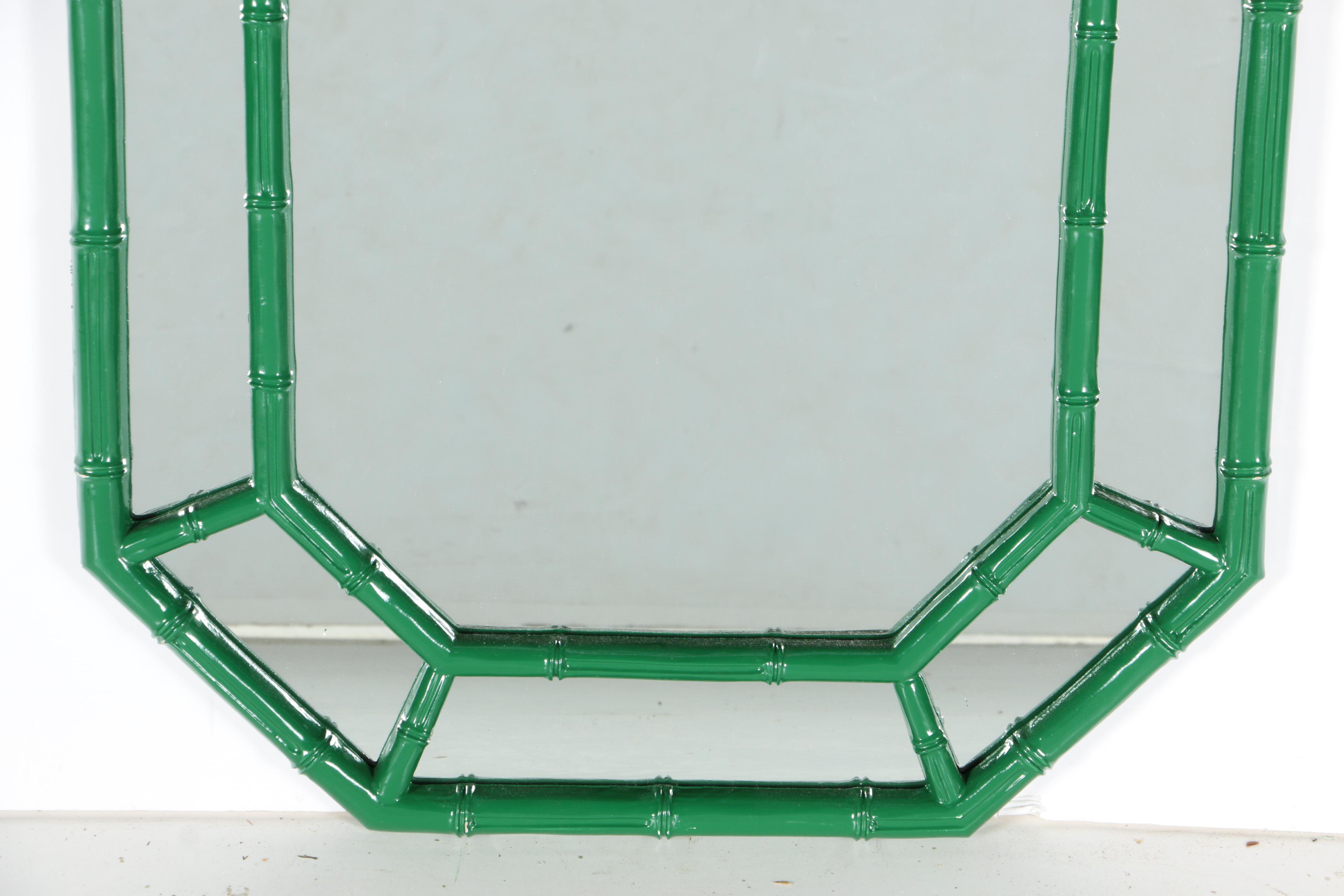 Wood Framed Wall Mirror with Green Finish
