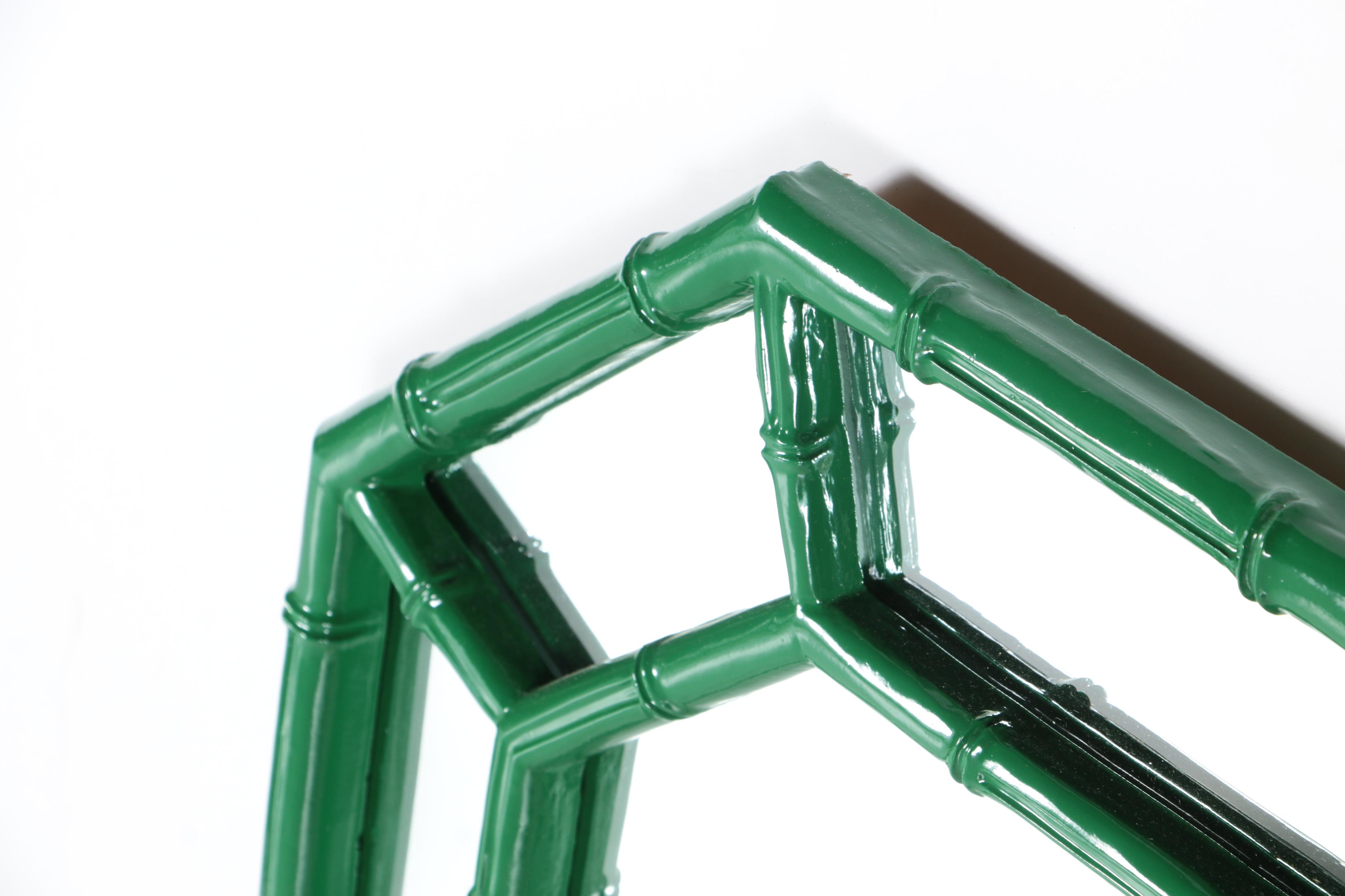 Wood Framed Wall Mirror with Green Finish