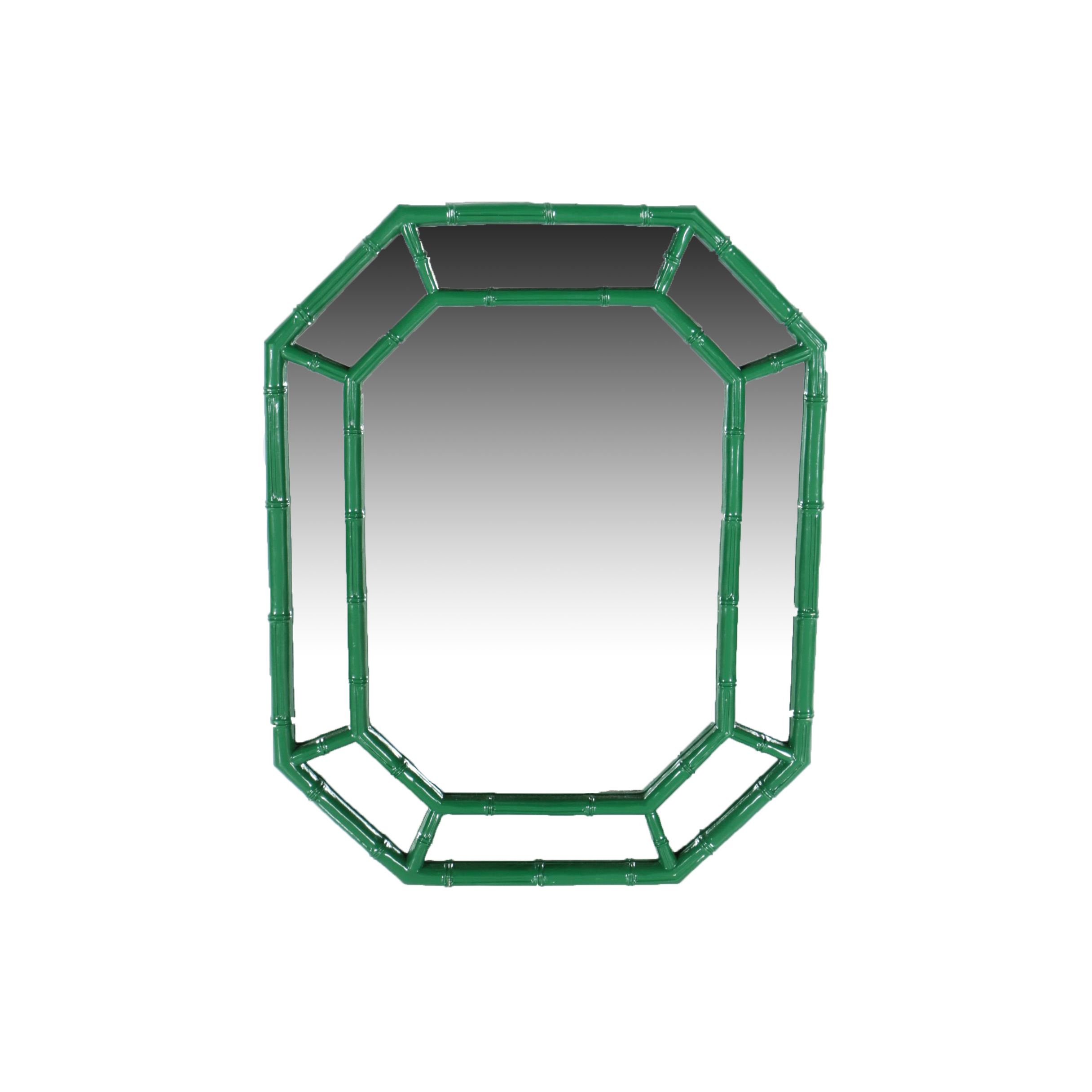 Wood Framed Wall Mirror with Green Finish