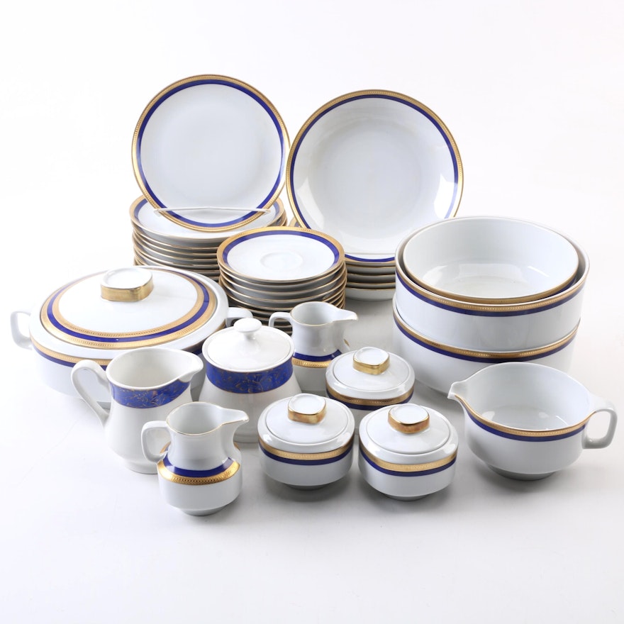 Eschenbach Tableware with Gold Ring Patterned and Cobalt Bands