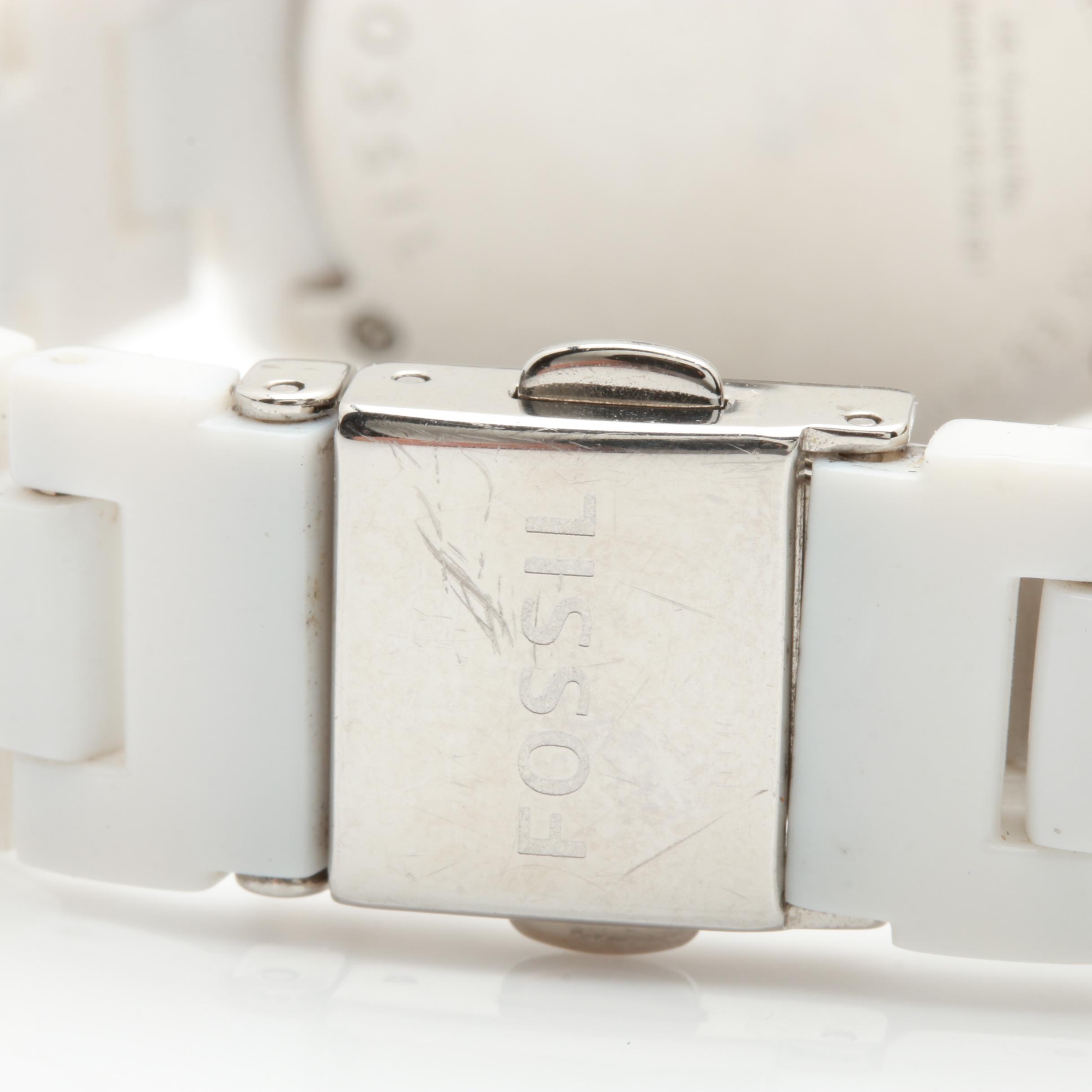 Fossil and Guess Stainless Steel Watches Featuring Mother of Pearl