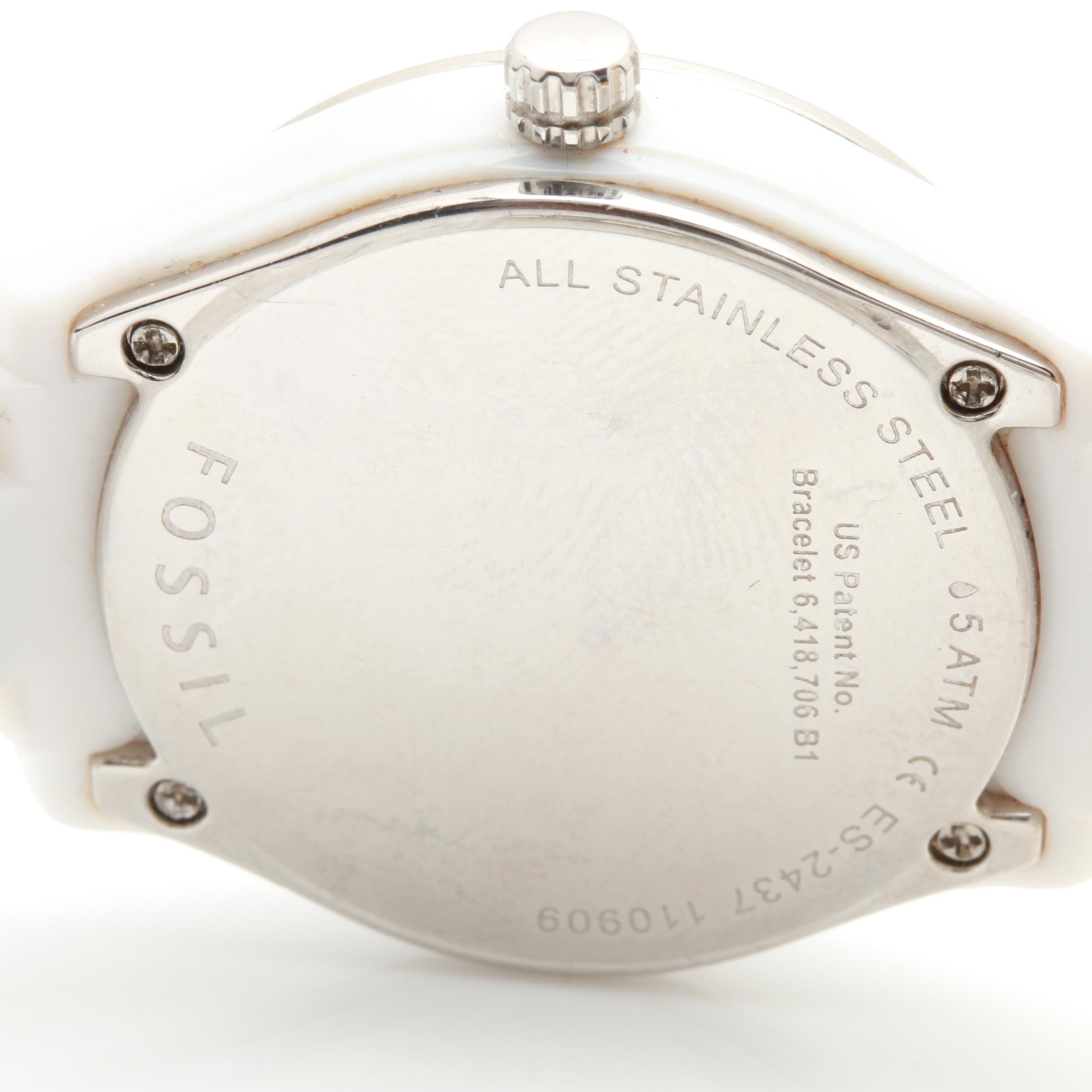 Fossil and Guess Stainless Steel Watches Featuring Mother of Pearl