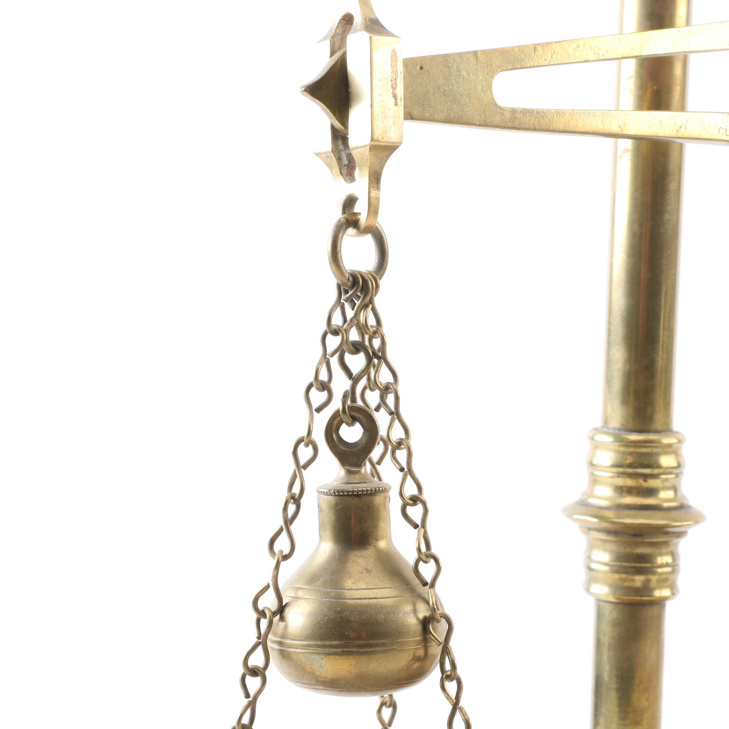 Brass and Wood Equal Arm Balance Scale