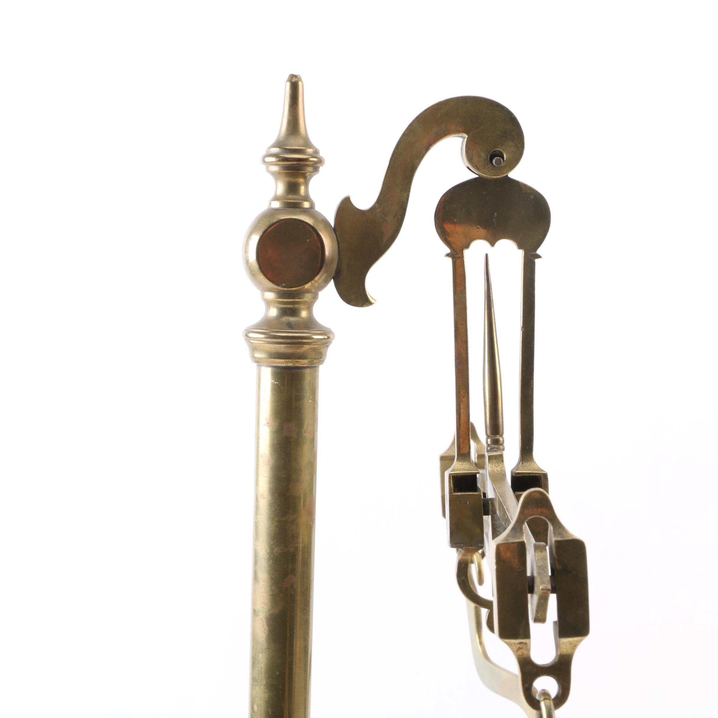 Brass and Wood Equal Arm Balance Scale