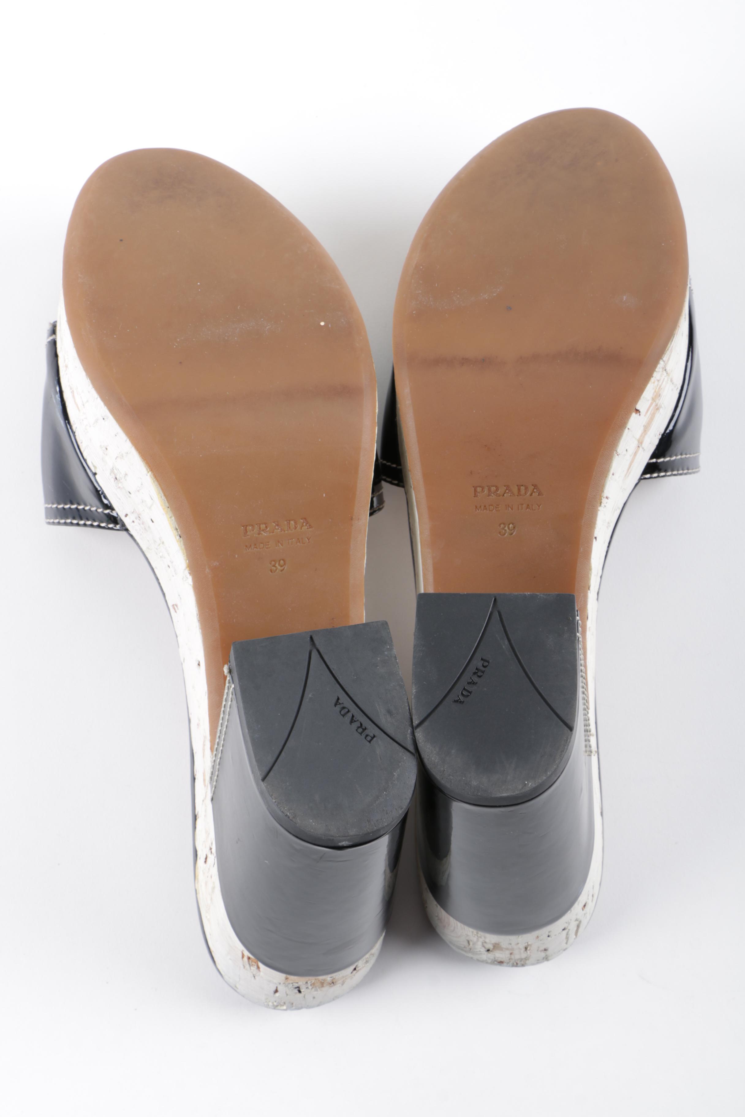 Prada Black Patent Leather Platform Sandals