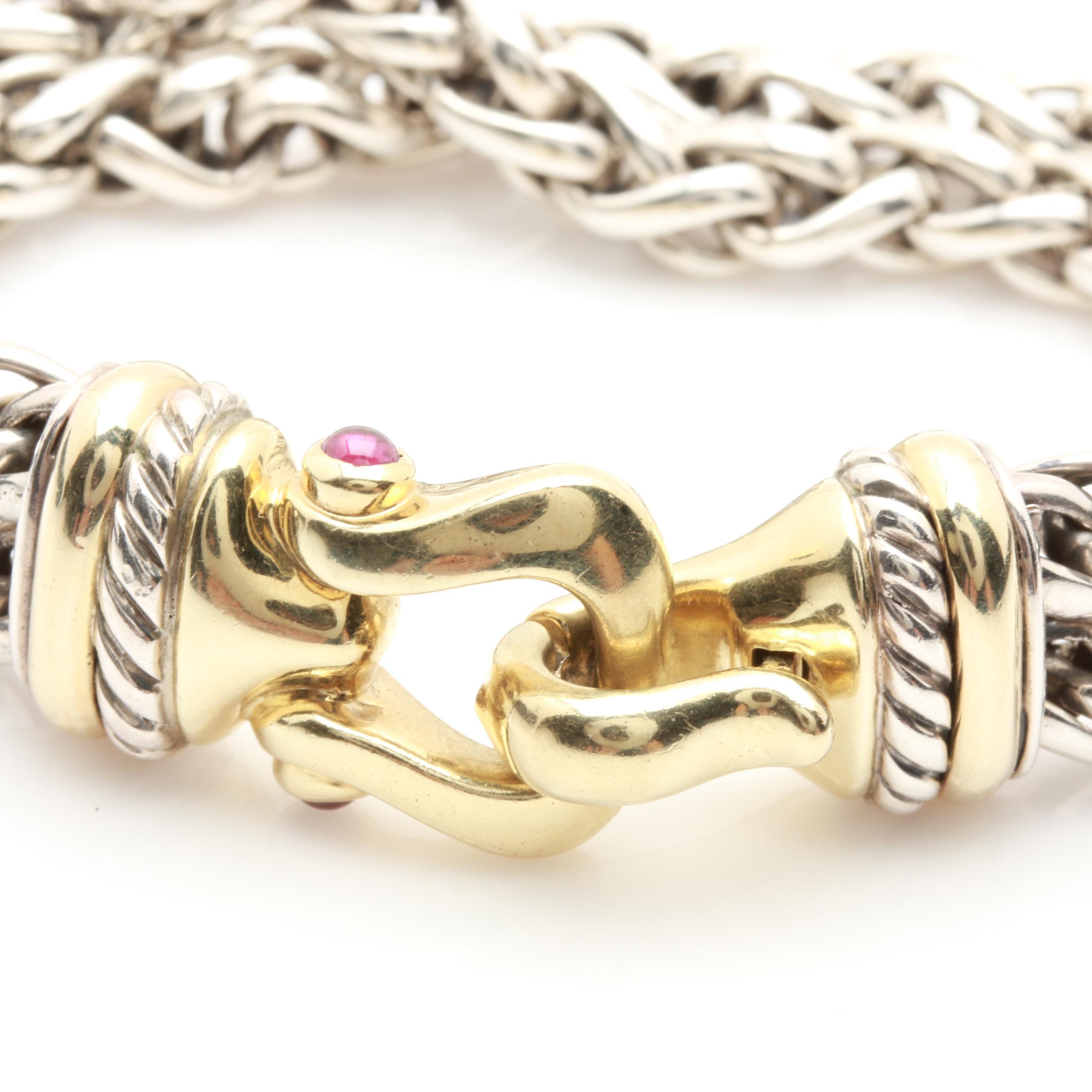 David Yurman Sterling Silver and Rhodolite Garnet Bracelet