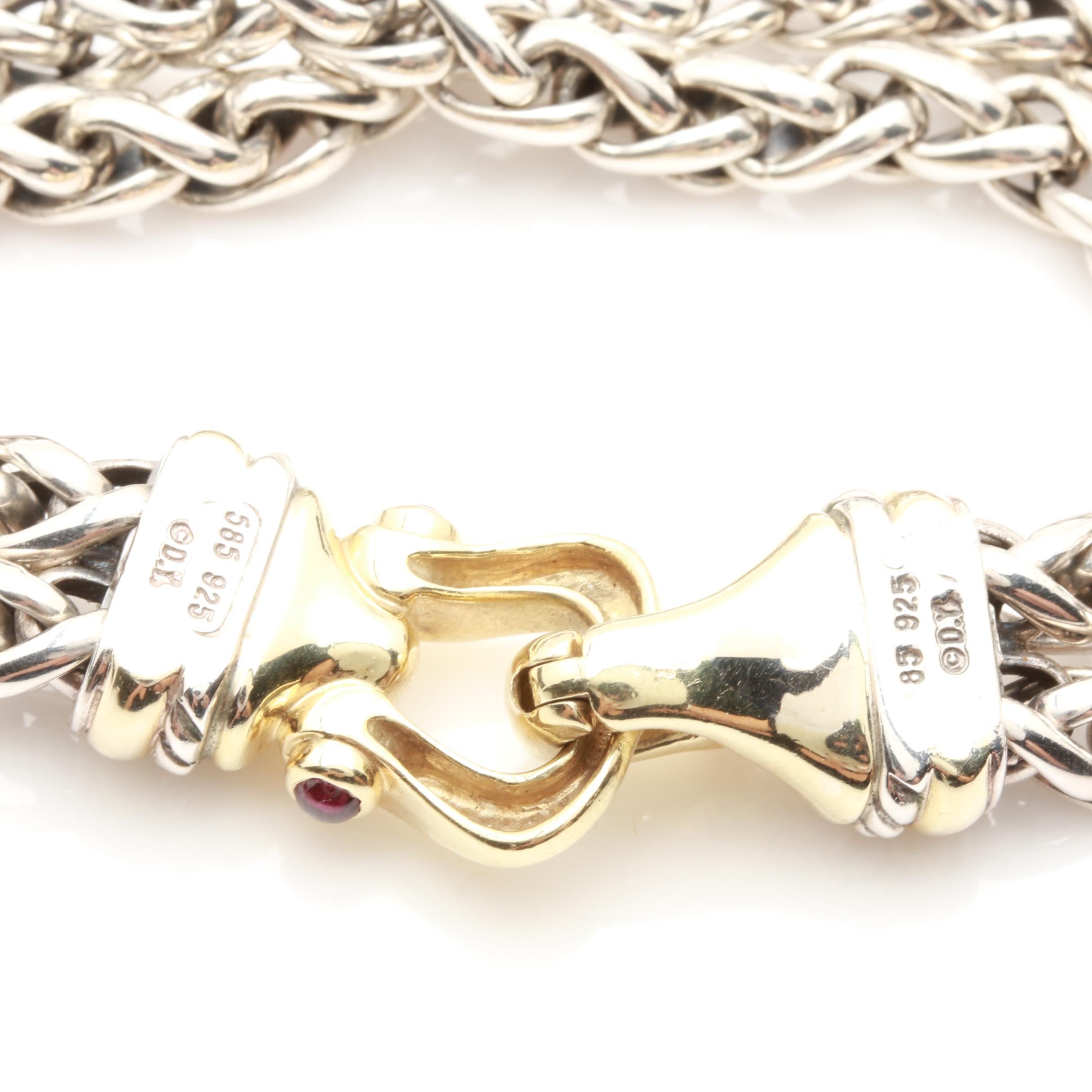 David Yurman Sterling Silver and Rhodolite Garnet Bracelet