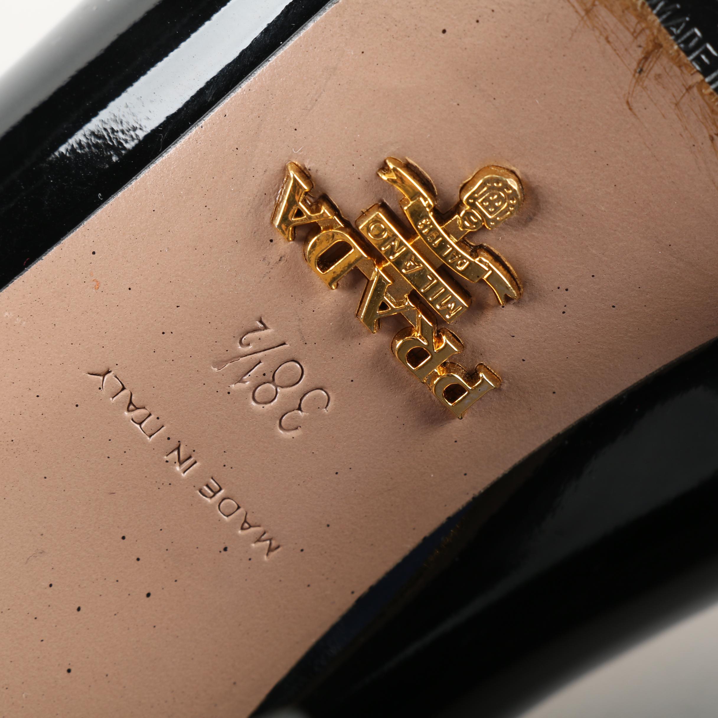 Prada Black Patent Leather Peep-Toe Pumps