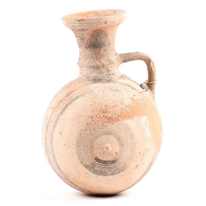 Cypriot Culture Barrel-Jug 850-700 B.C.E. Cypro-Geometric III Period Clay