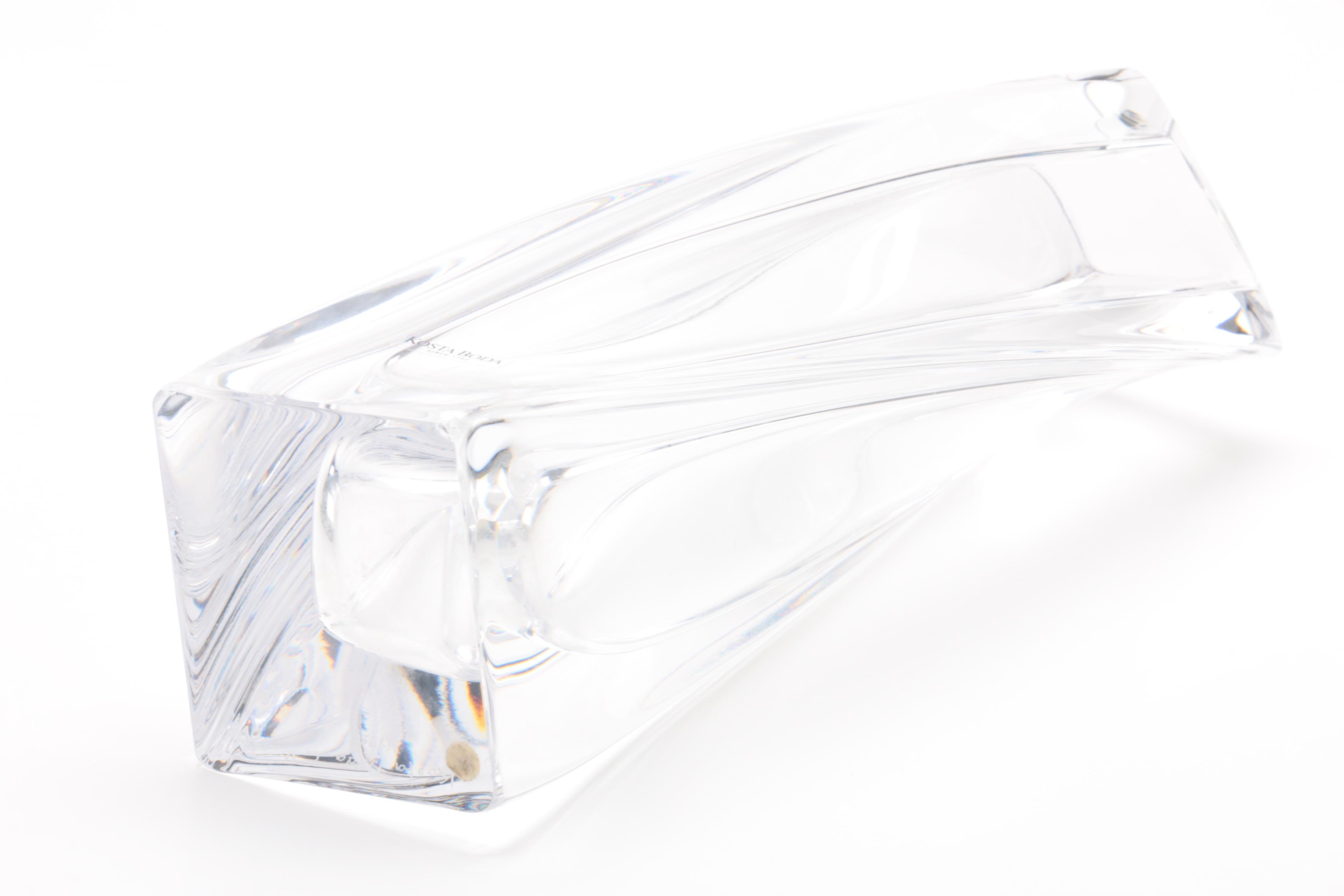 Signed Kosta Boda "Sails" Crystal Vase