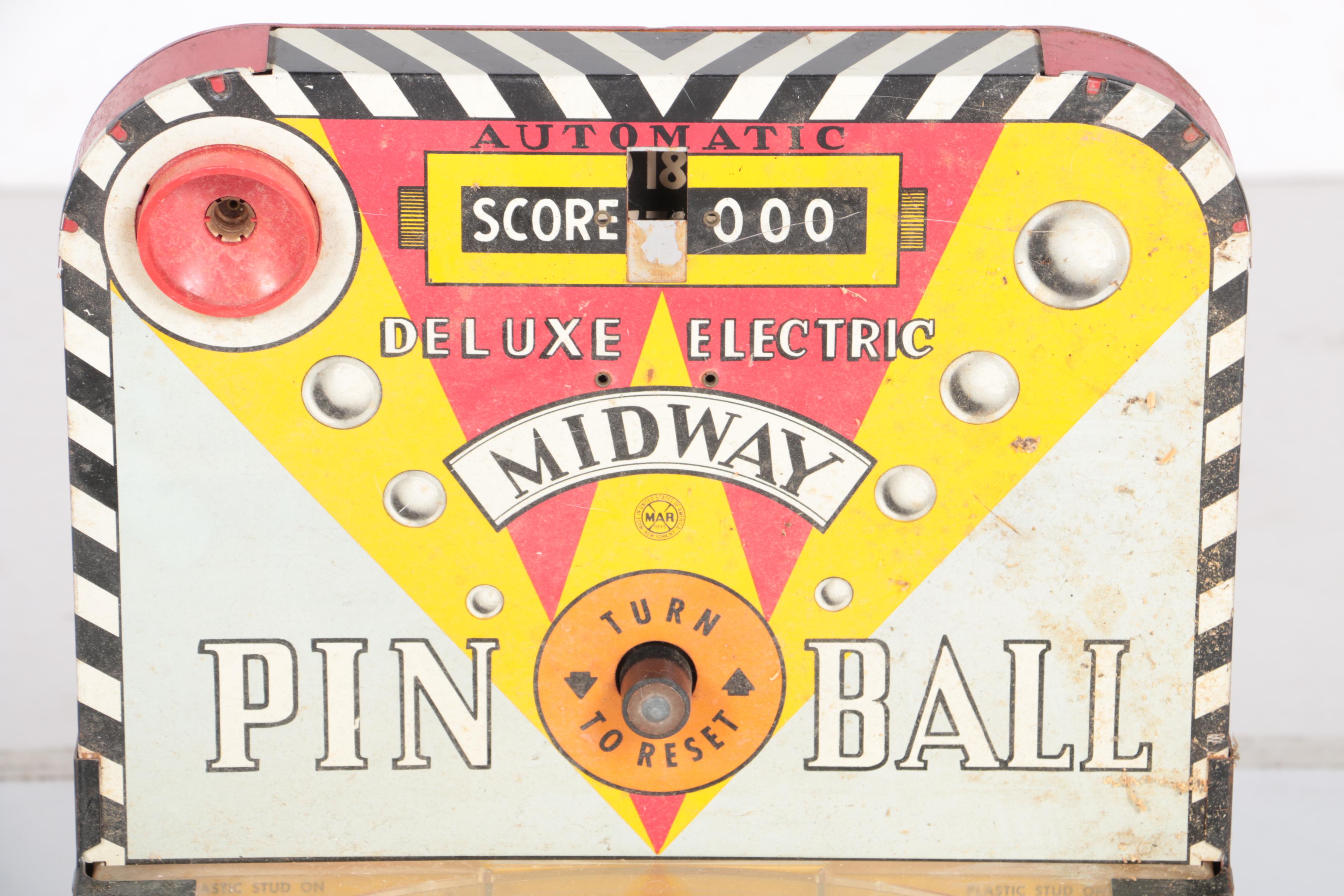 C. 1950s Marx Auto Score Deluxe Electric Midway Pinball Game and Bonanza Bank