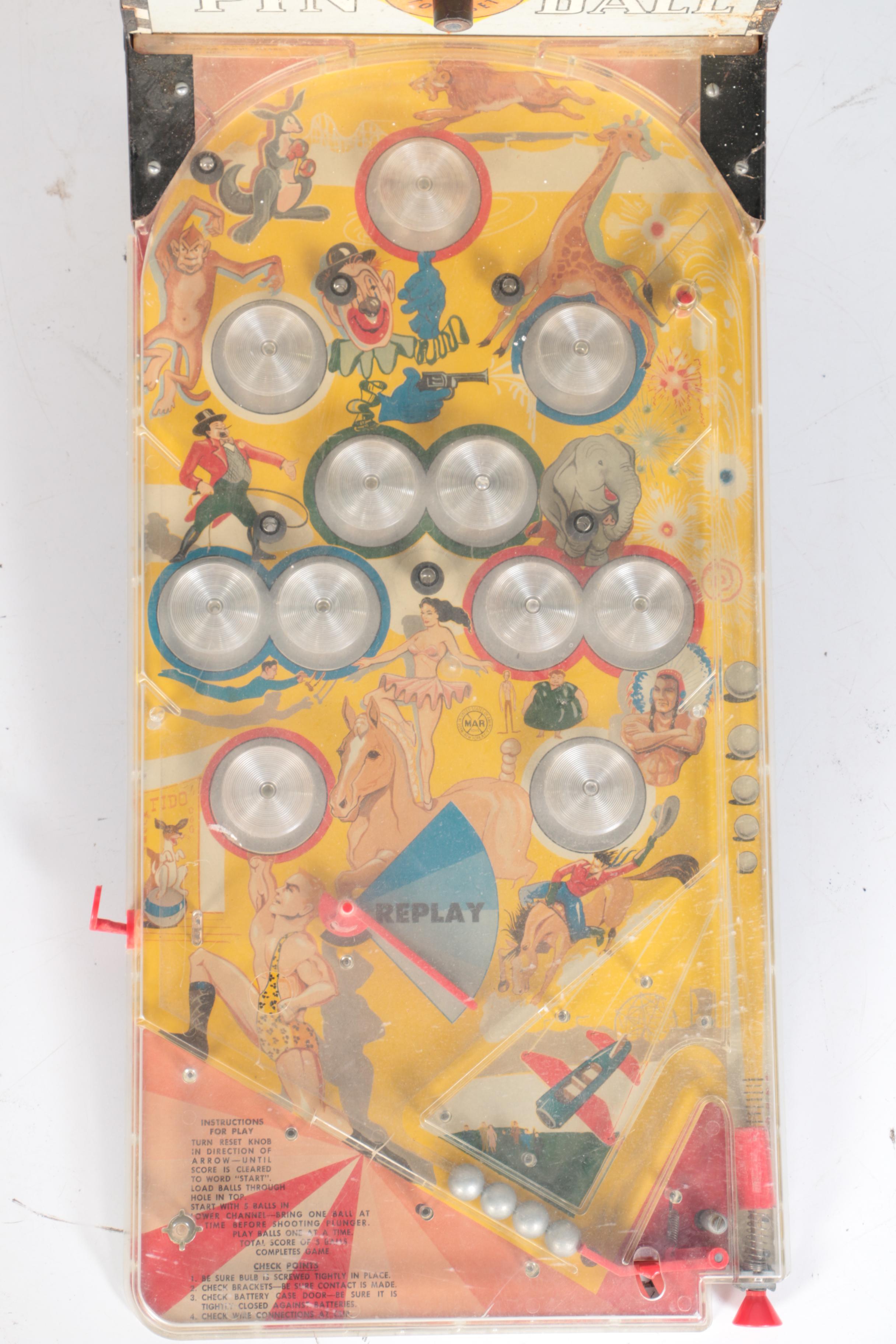 C. 1950s Marx Auto Score Deluxe Electric Midway Pinball Game and Bonanza Bank