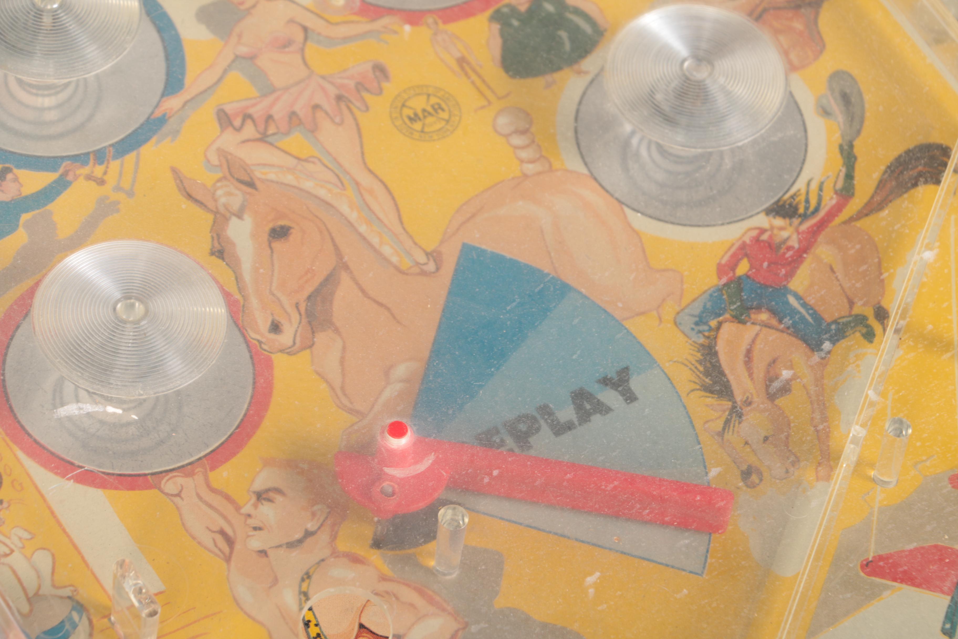 C. 1950s Marx Auto Score Deluxe Electric Midway Pinball Game and Bonanza Bank