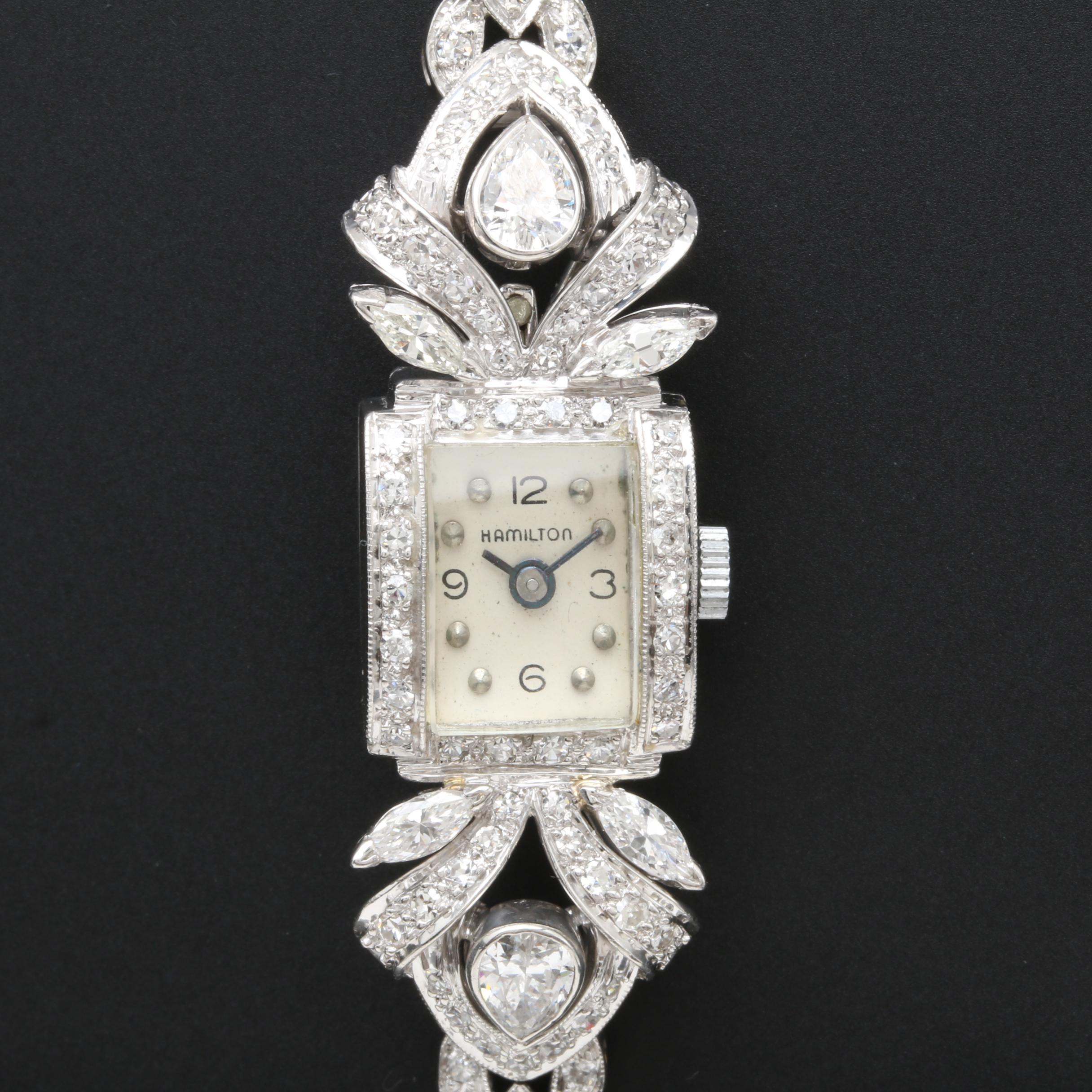 Hamilton Platinum 2.60 CTW Diamond Link Watch