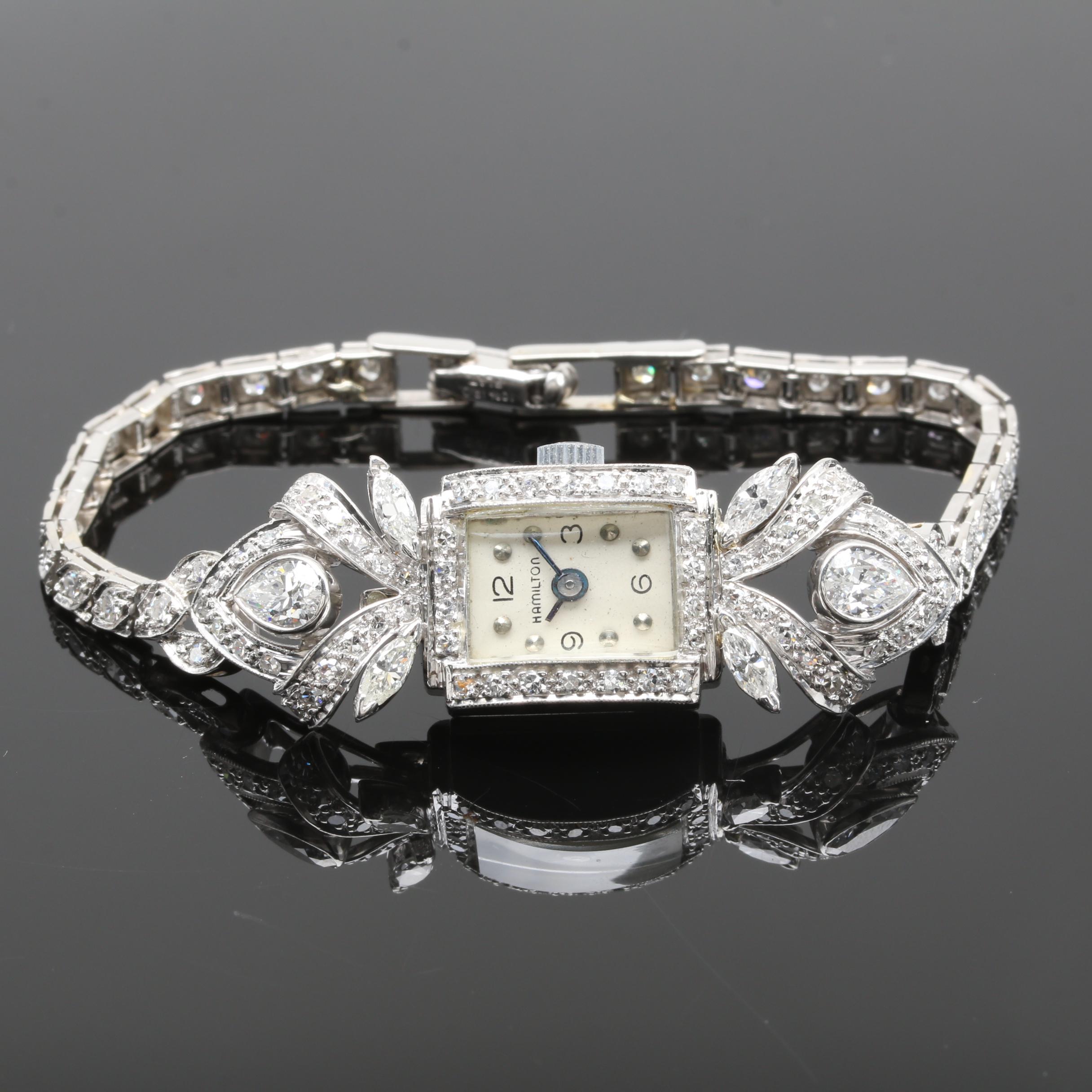 Hamilton Platinum 2.60 CTW Diamond Link Watch