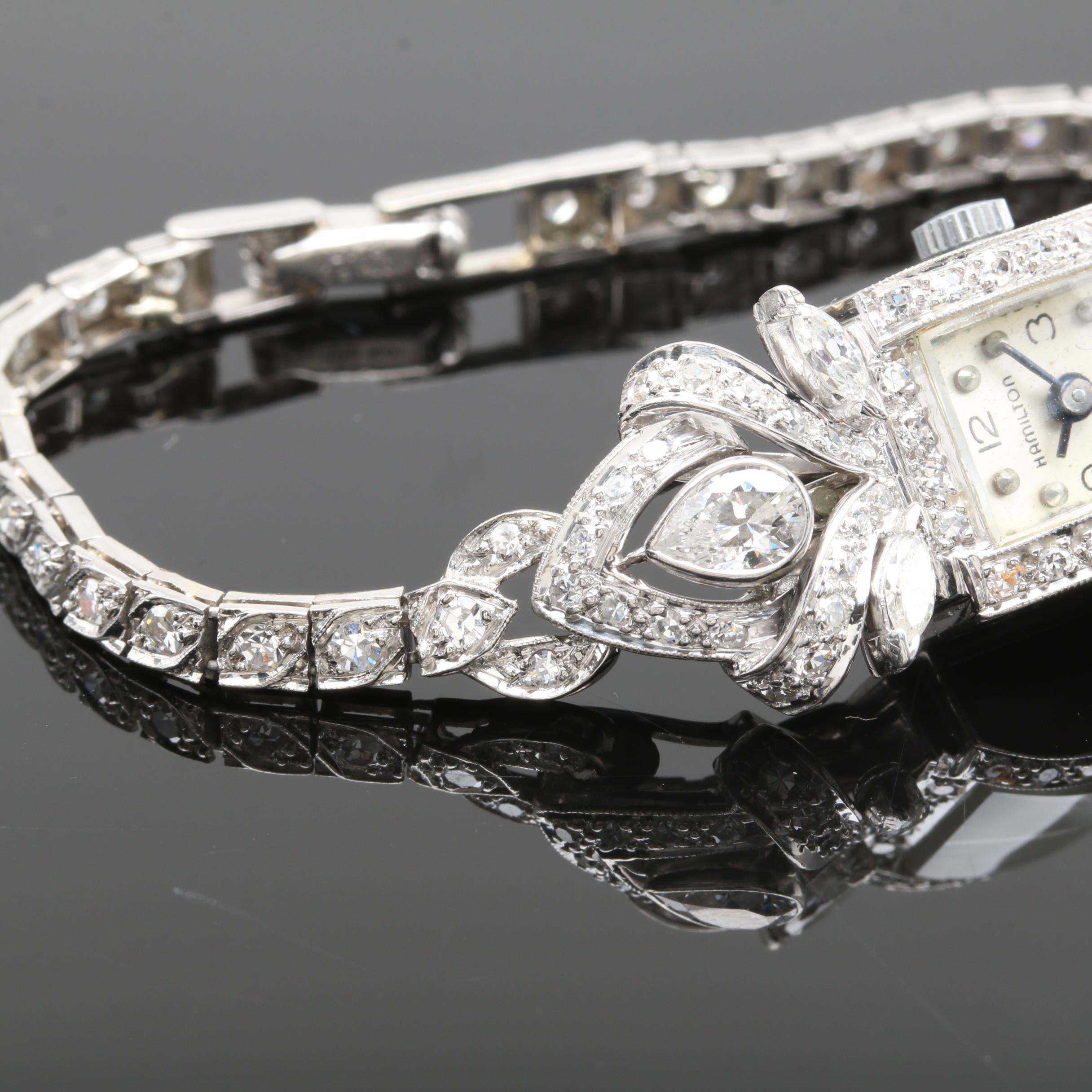Hamilton Platinum 2.60 CTW Diamond Link Watch