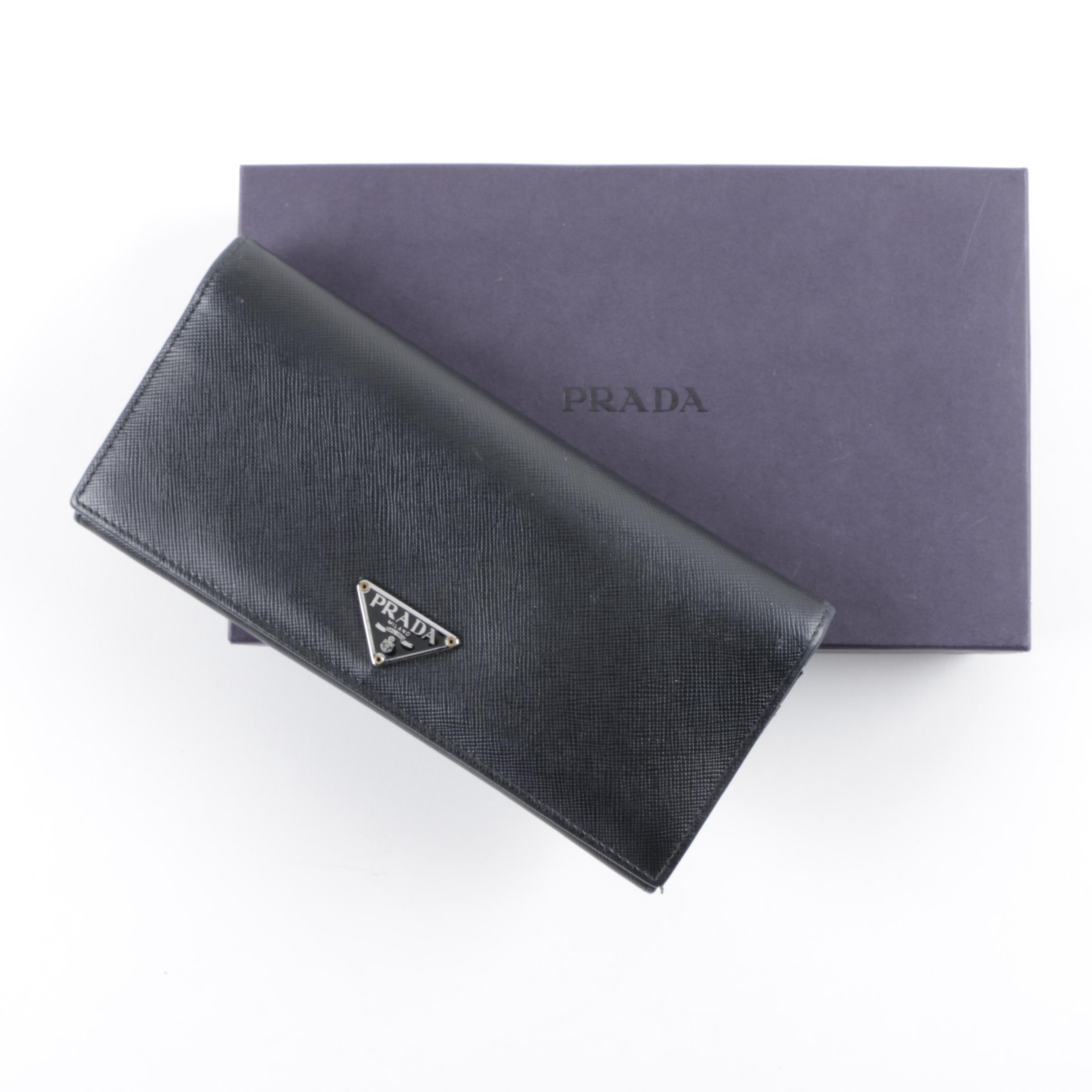 Prada Milano Black Saffiano Leather Wallet