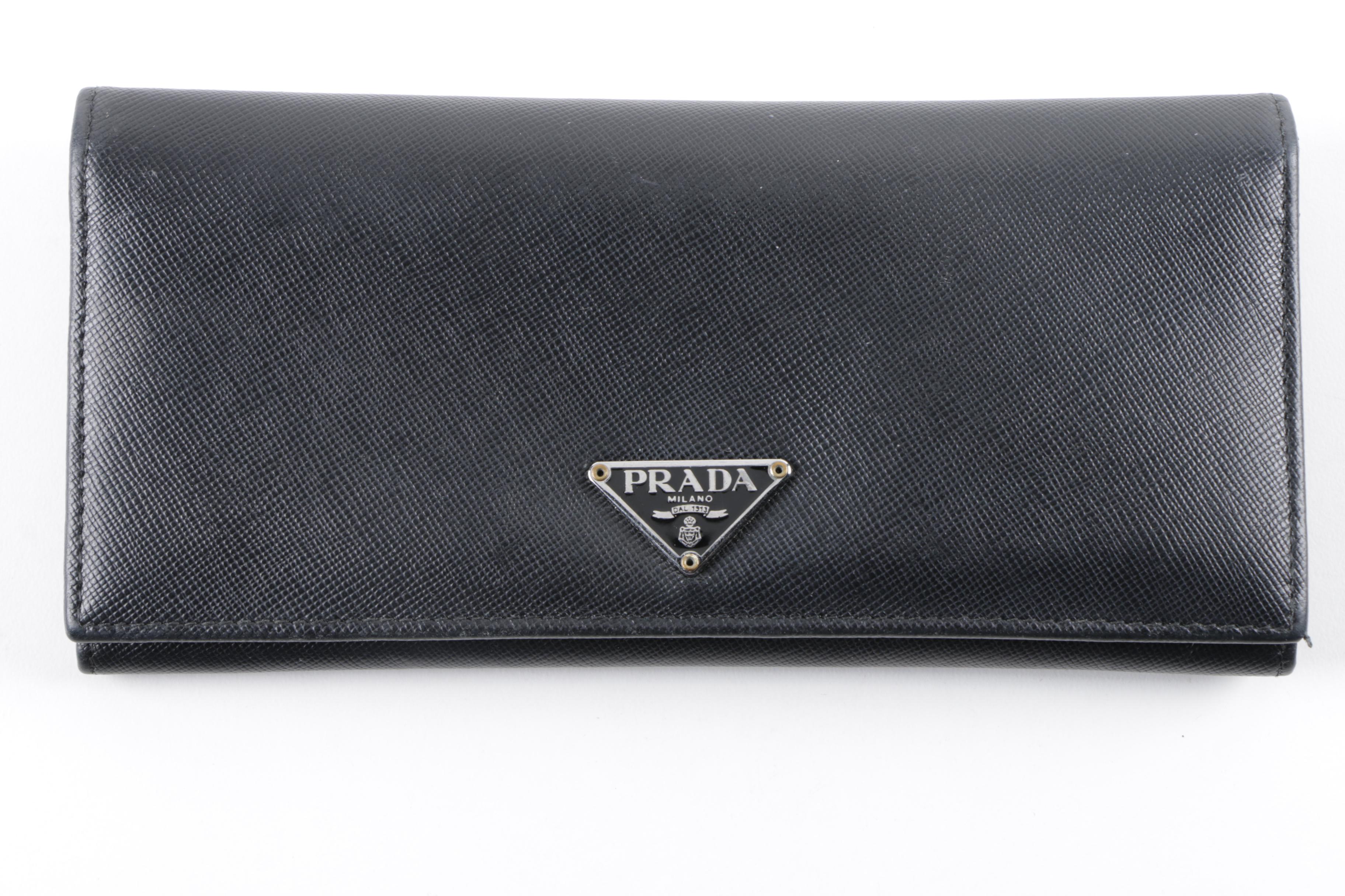 Prada Milano Black Saffiano Leather Wallet