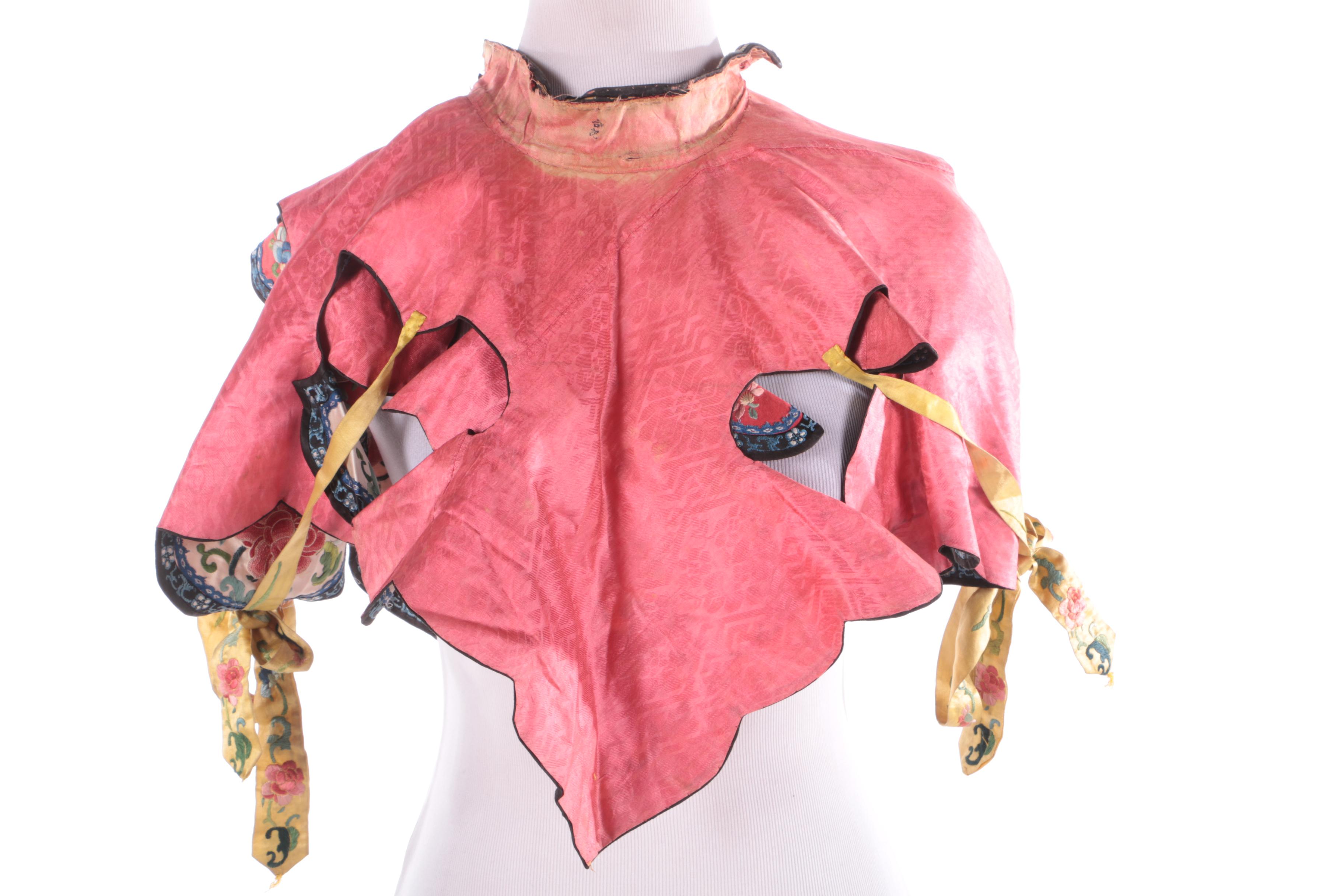 Antique Chinese Qing Dynasty Period Embroidered Silk Cloud Collar