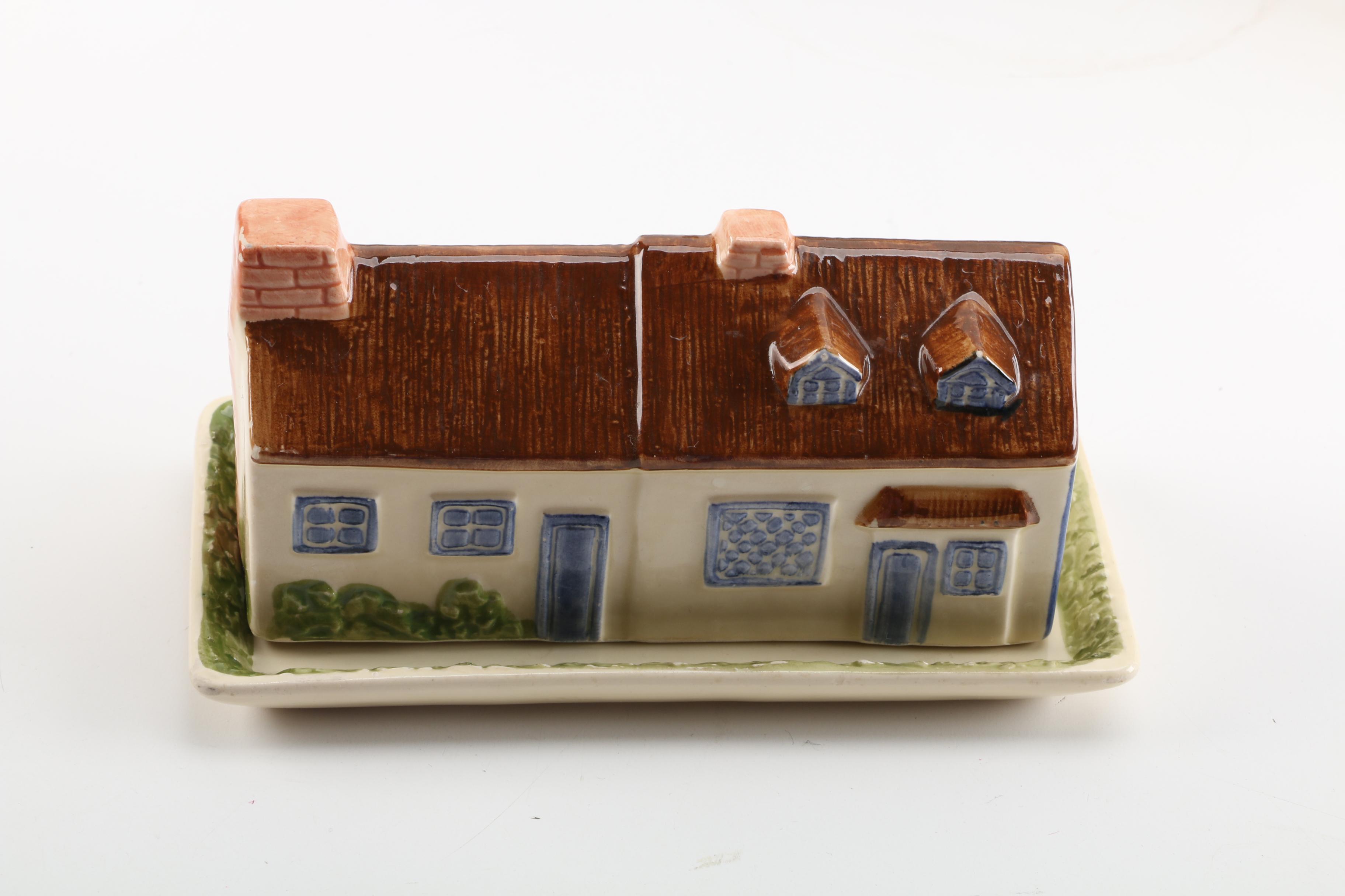 The Haldon Group "Village" House Themed Canisters and Harrods Ltd. Jar Car