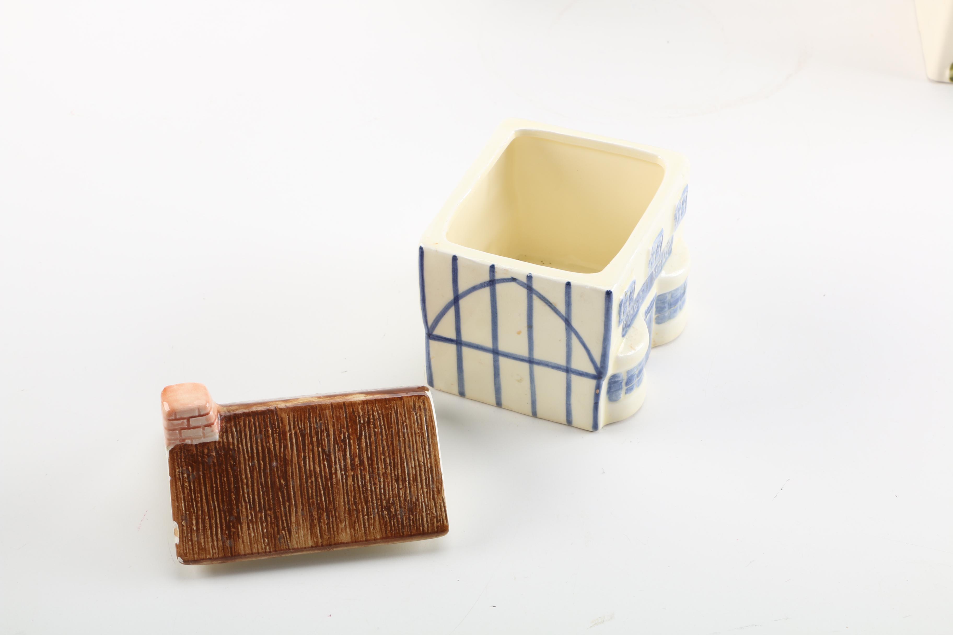 The Haldon Group "Village" House Themed Canisters and Harrods Ltd. Jar Car