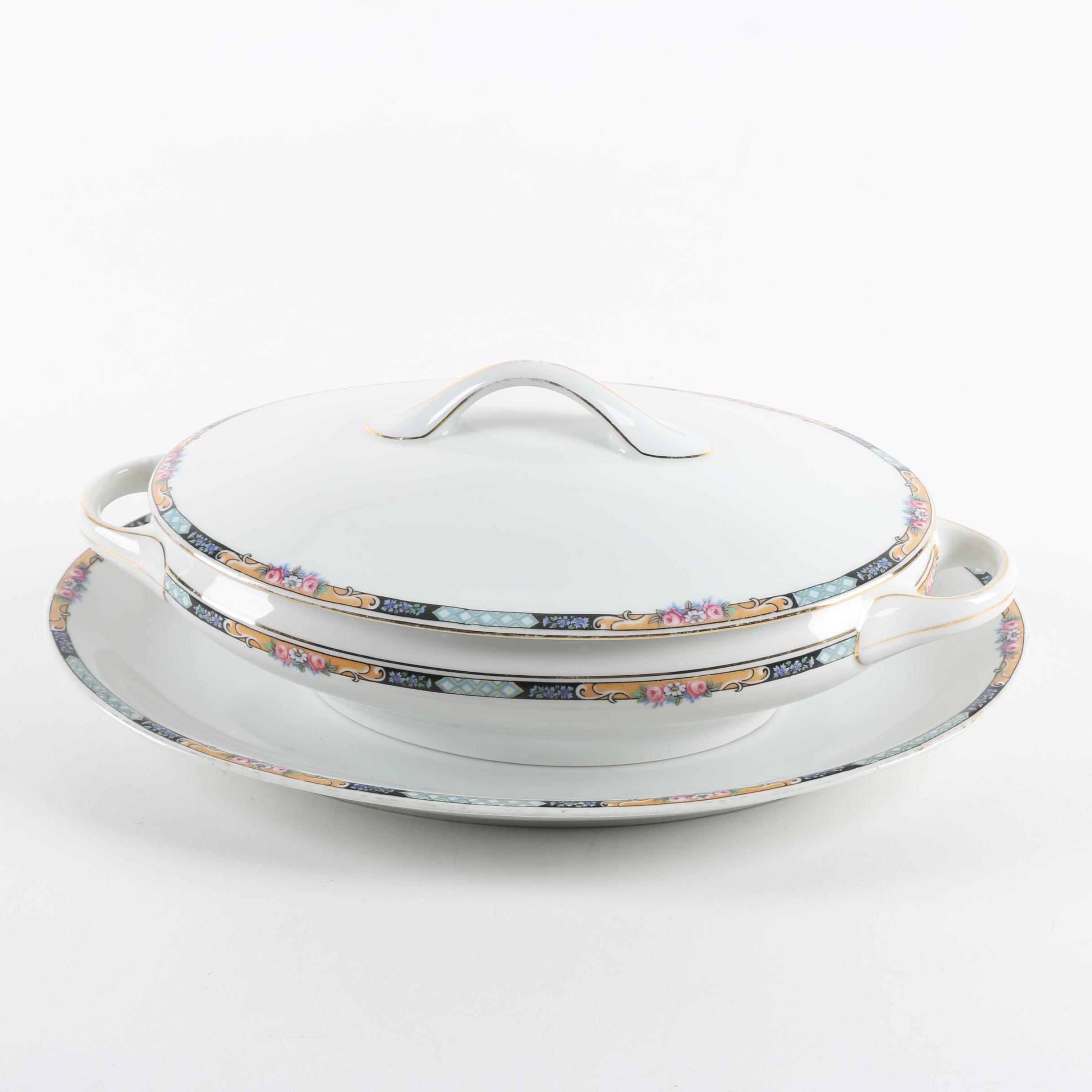 Krister Porcelain Soup Tureen and Platter, 1905-1920