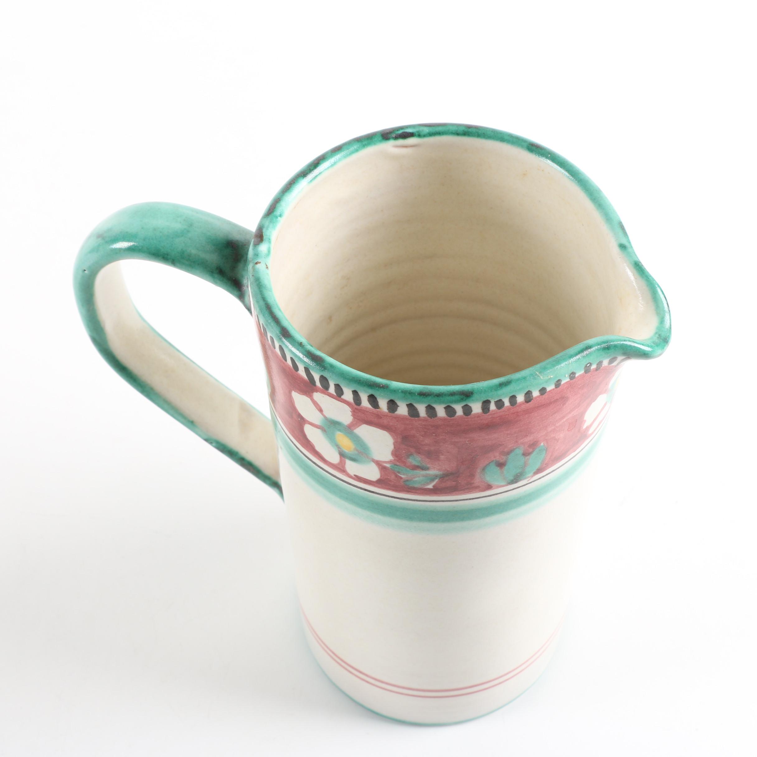 Italian Art Pottery Pitcher and Plate