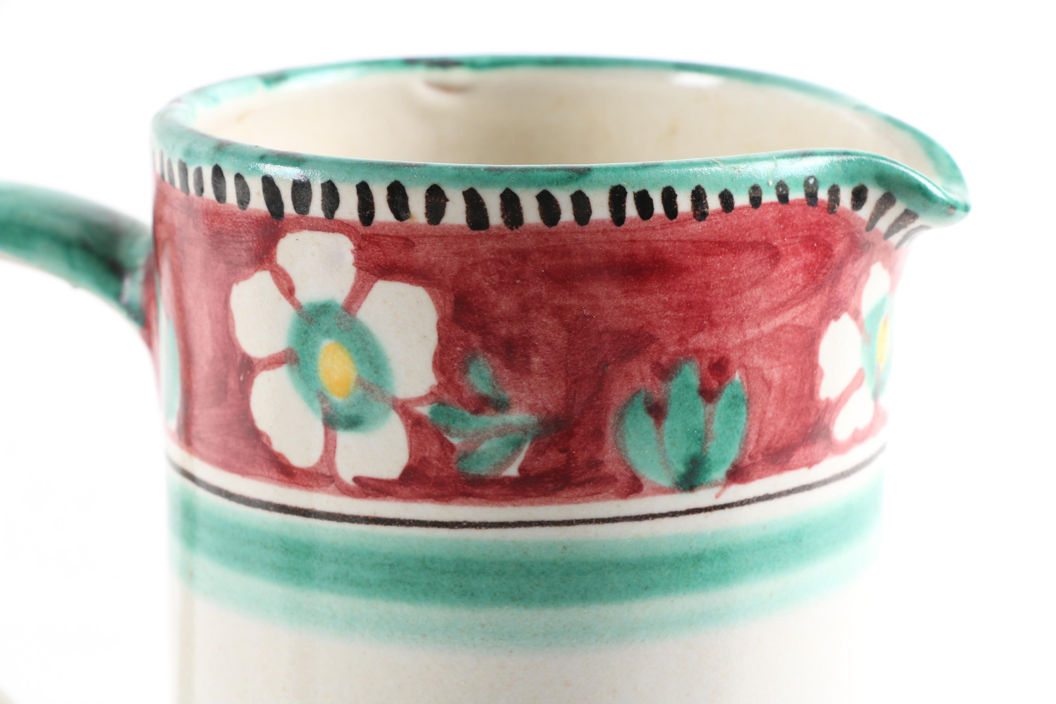 Italian Art Pottery Pitcher and Plate