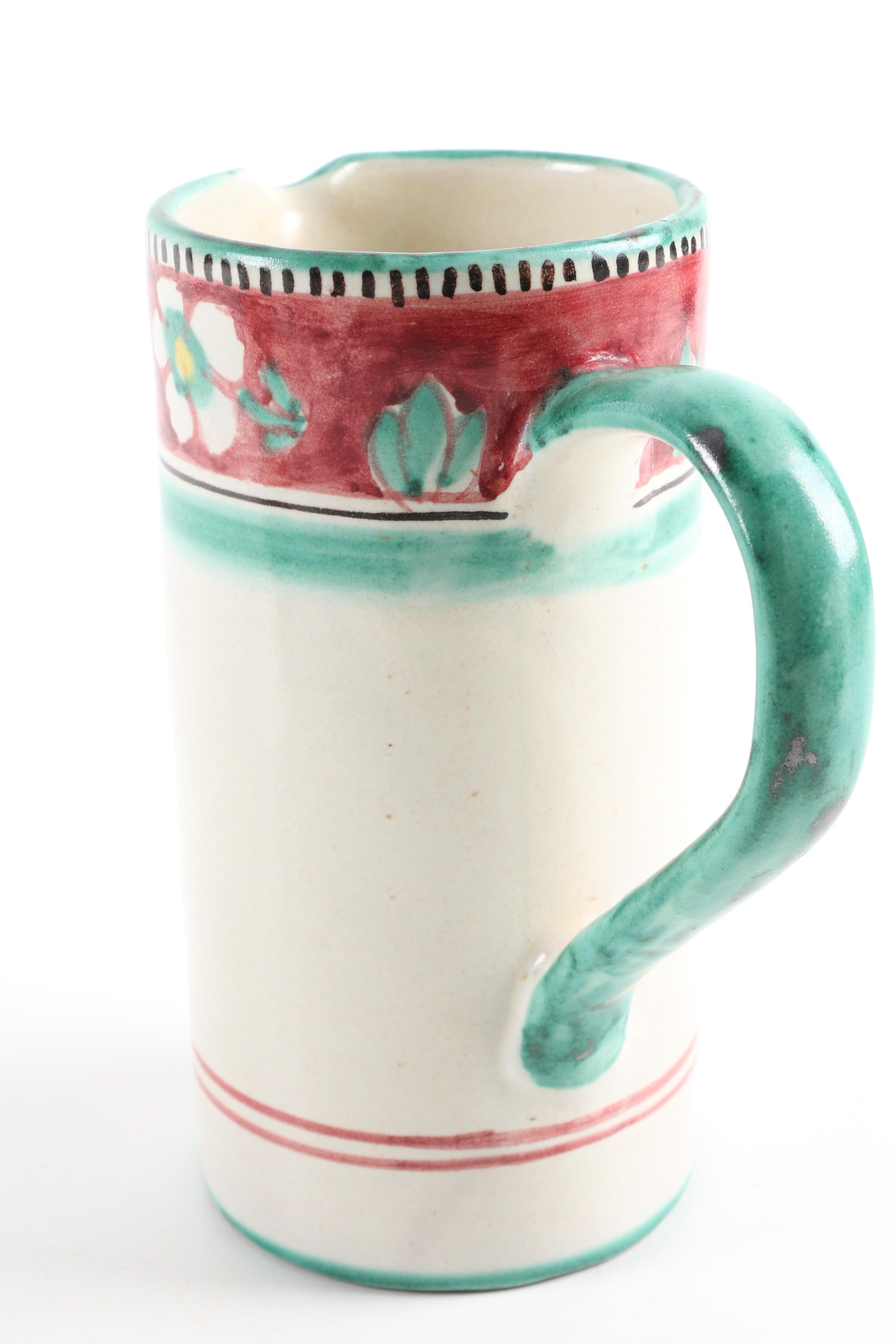 Italian Art Pottery Pitcher and Plate