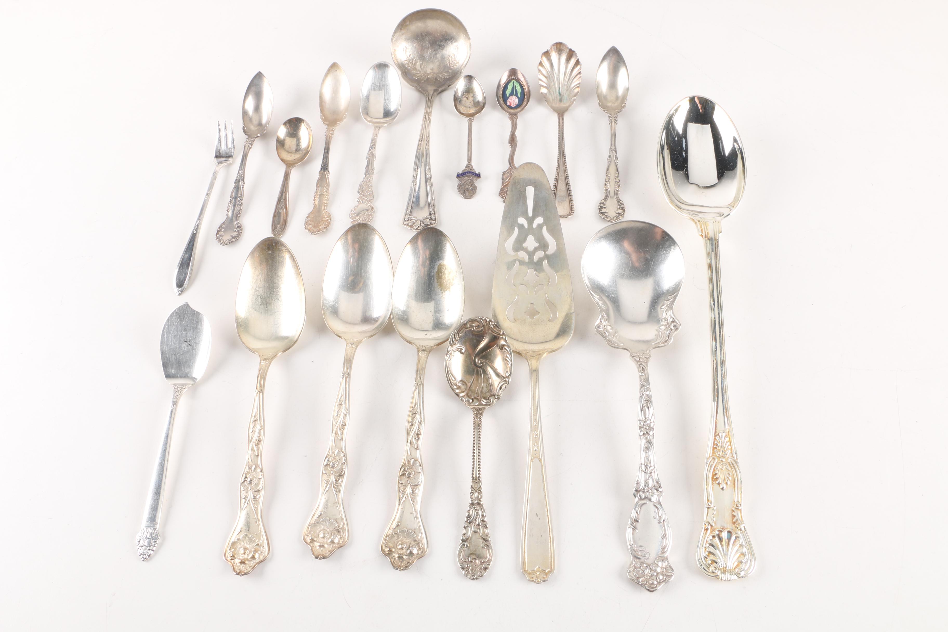 Paul Revere Style Silver Plate Bowl and Assorted Silver Plated Serveware