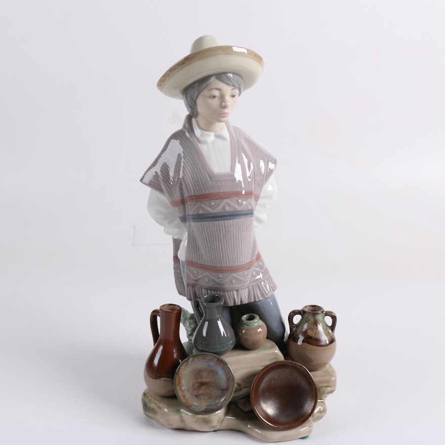 Lladró "Mexican Boy Selling Pots" Porcelain Figurine