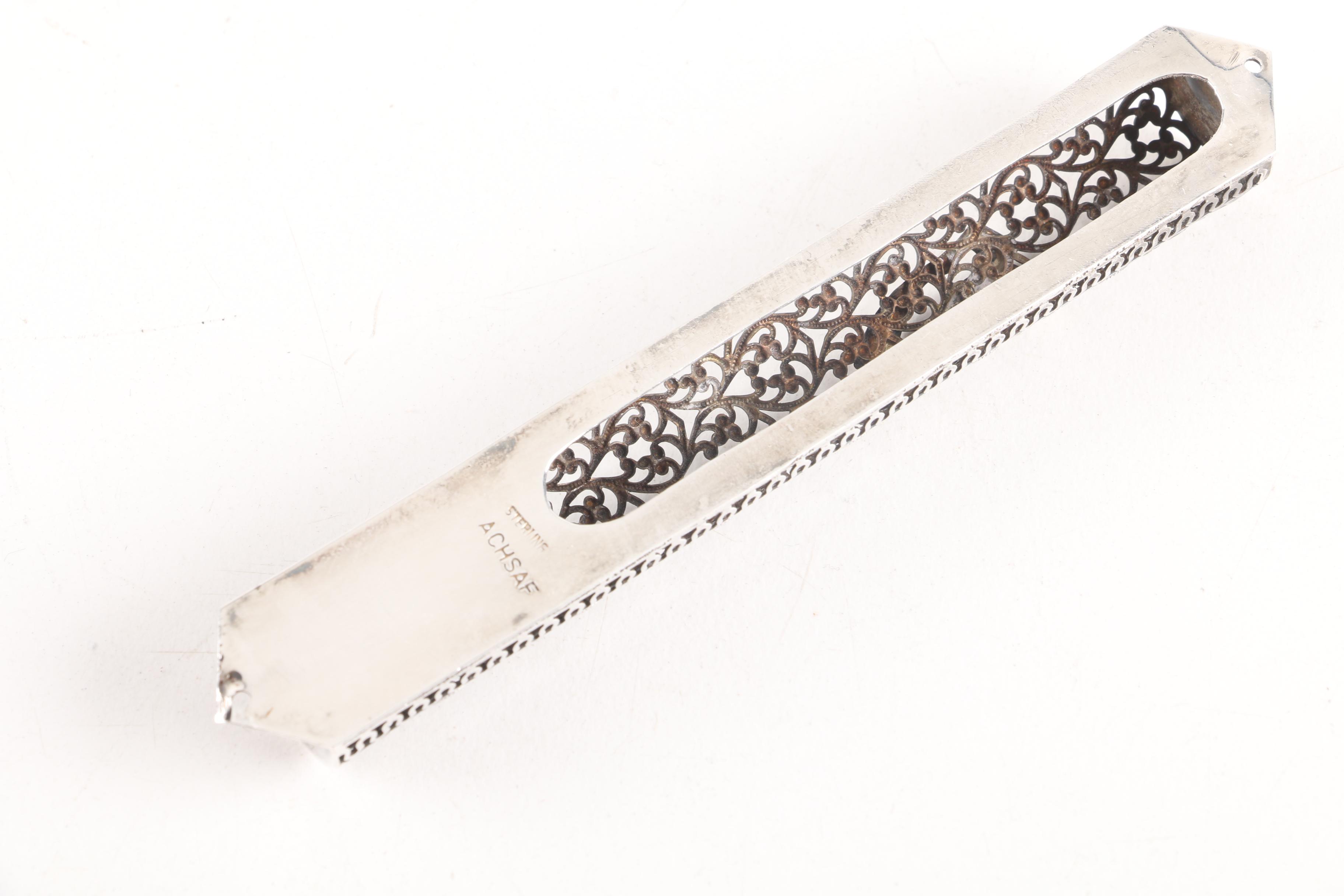 Achsaf Openwork Scroll Sterling Silver Mezuzah