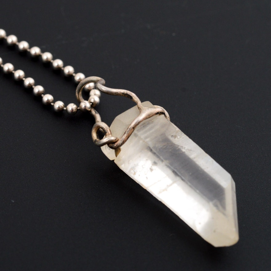 Sterling Silver Artisanal Crystal Necklace