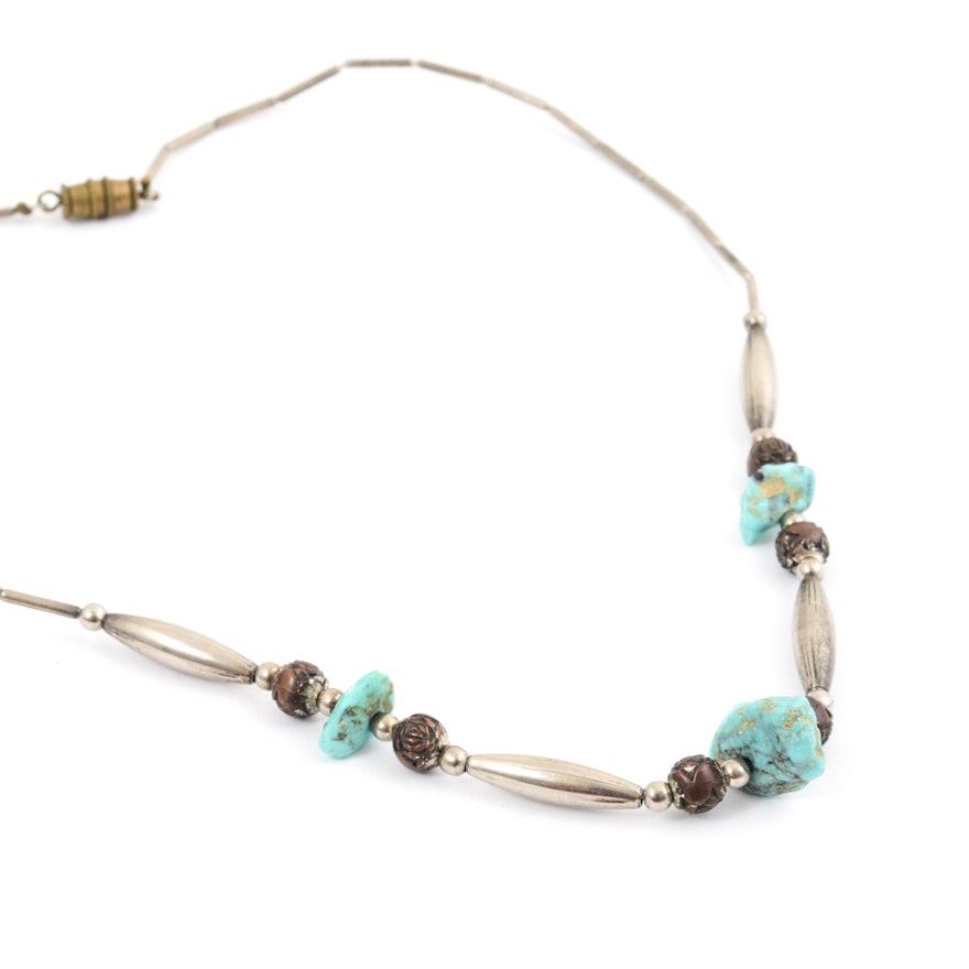 Sterling Silver and Turquoise Southwest-Style Necklace