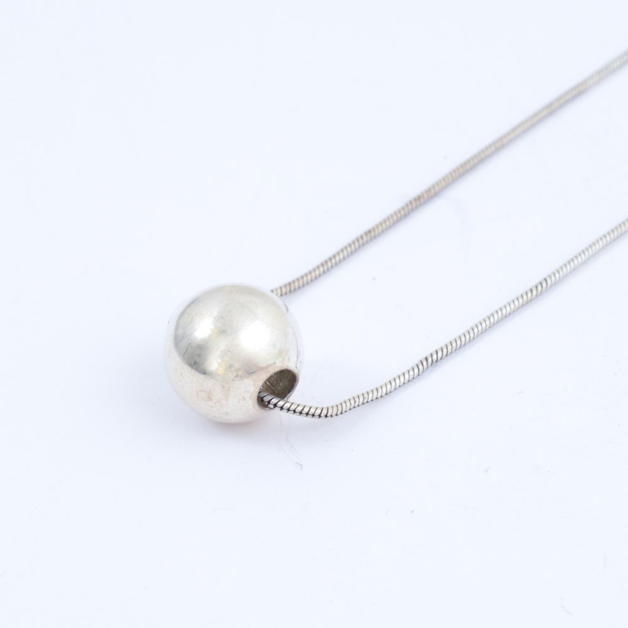 Italian Sterling Silver Sphere Necklace