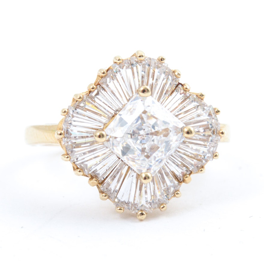 14K Yellow Gold and Cubic Zirconia Ring