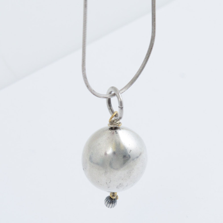 Italian Sterling Silver Sphere Necklace