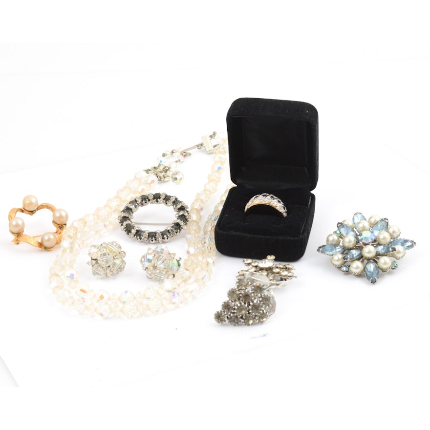 Vintage Rhinestone and Crystal Cocktail Jewelry