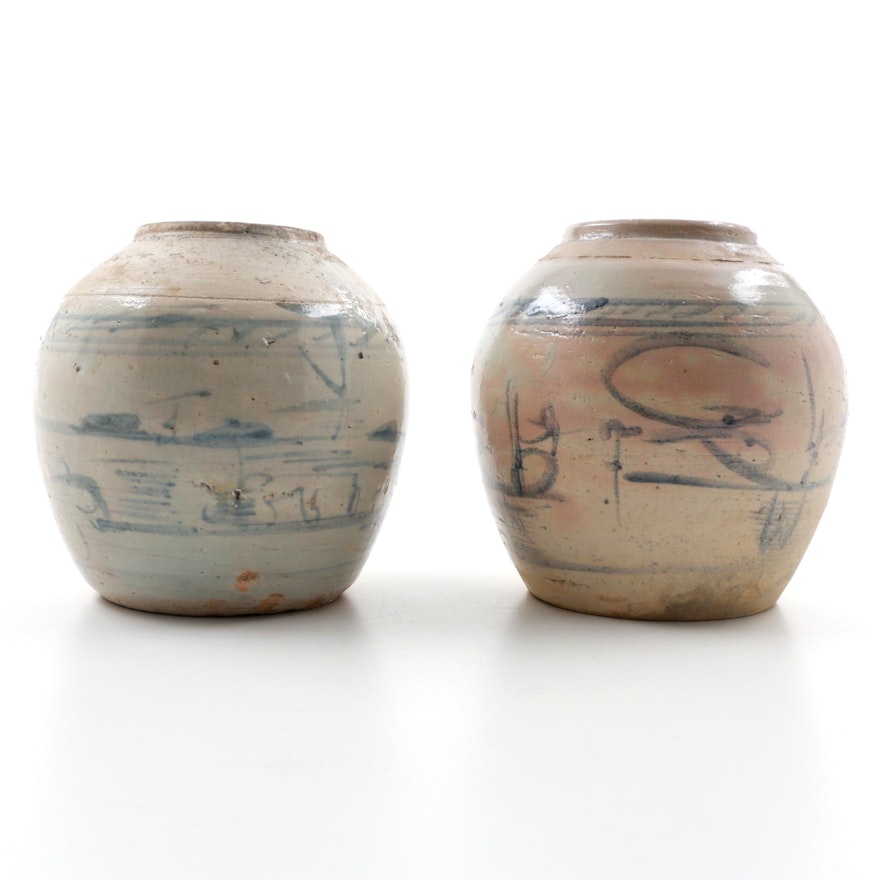 Two Persian Clay Water Jar Replicas