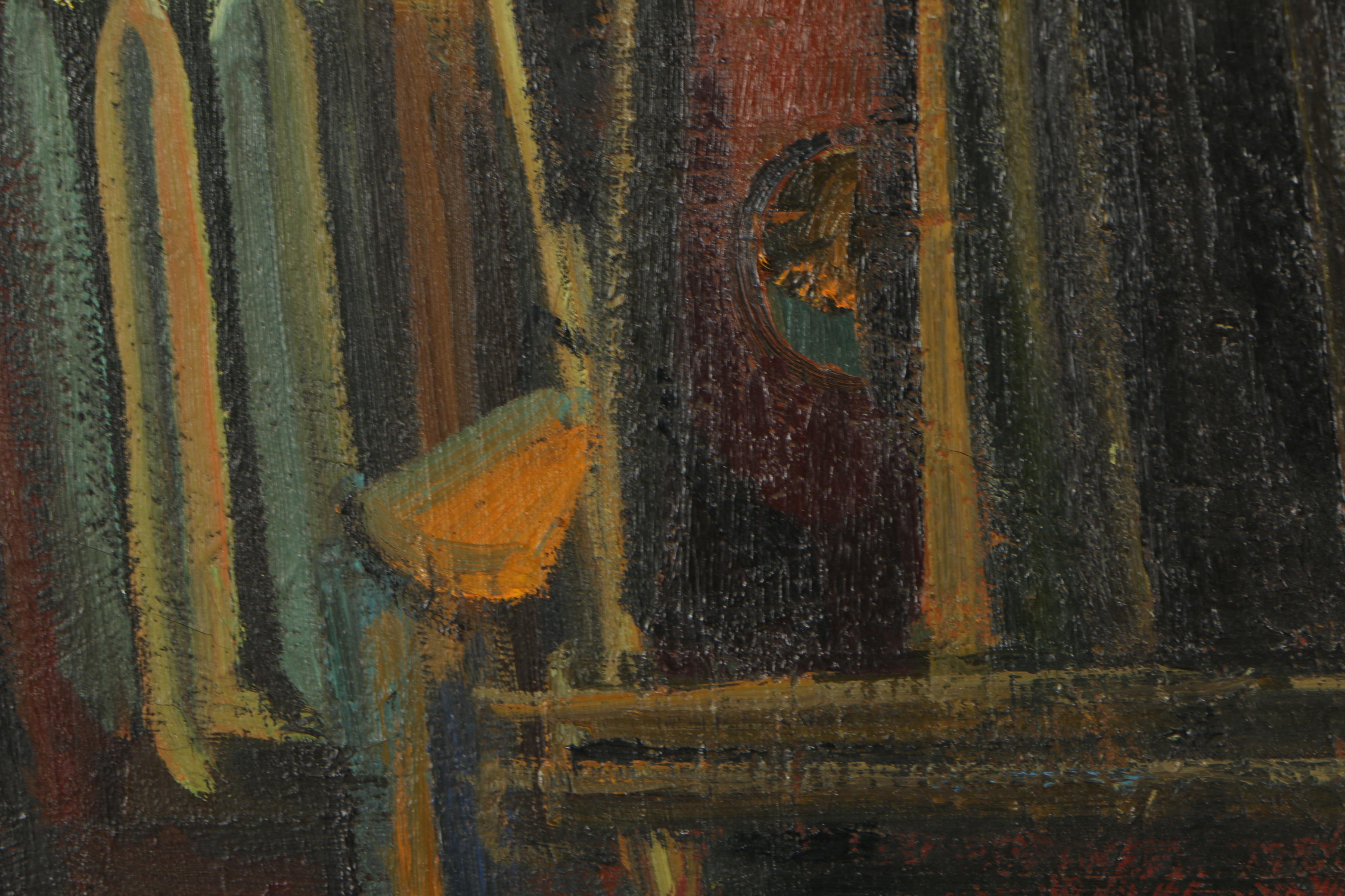 Eastern European Oil Painting of an Artist's Studio