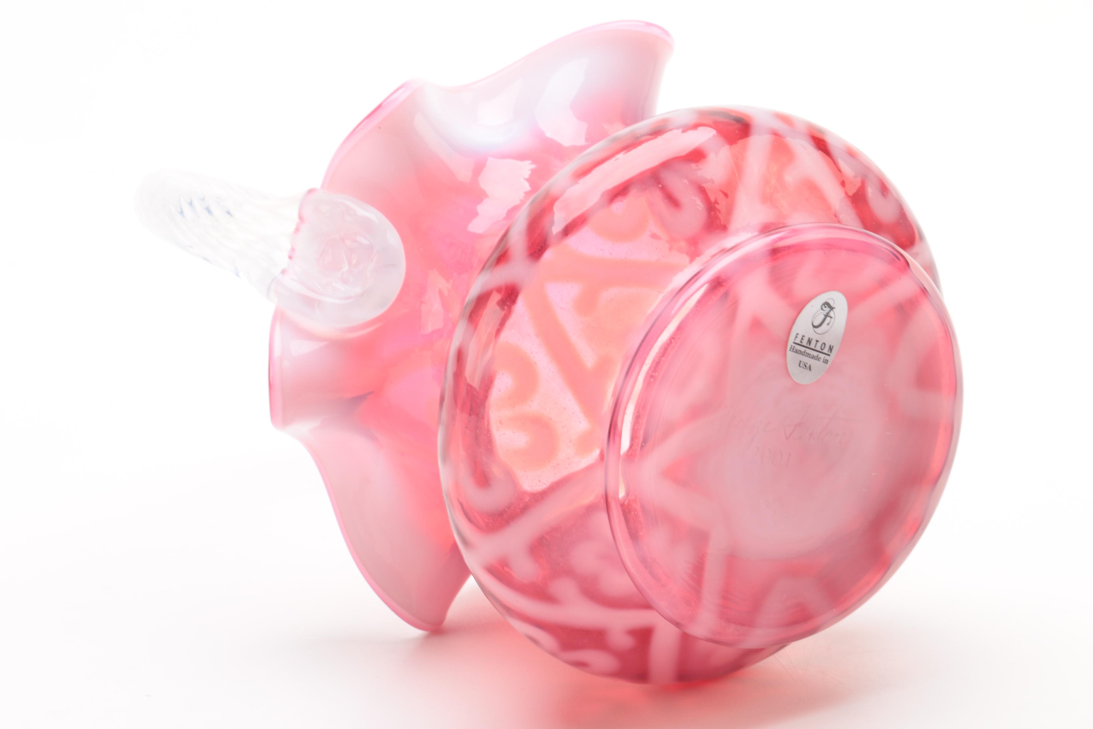 Signed Fenton Glass Basket and Vase