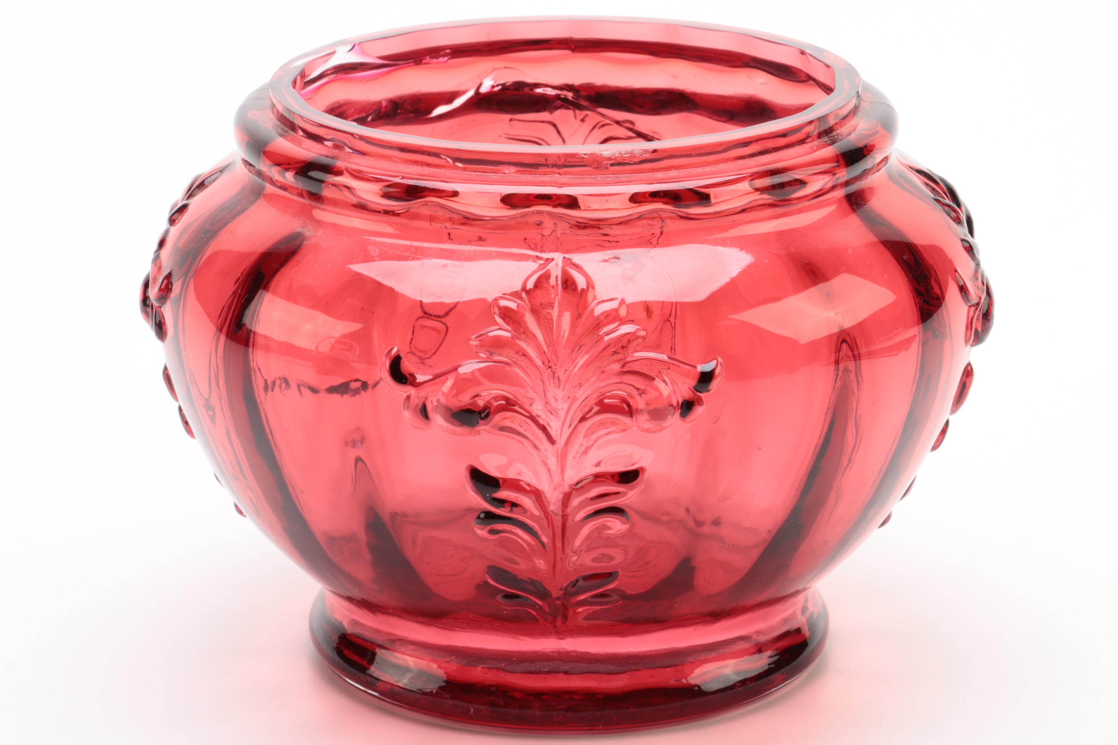 Signed Fenton Glass Basket and Vase