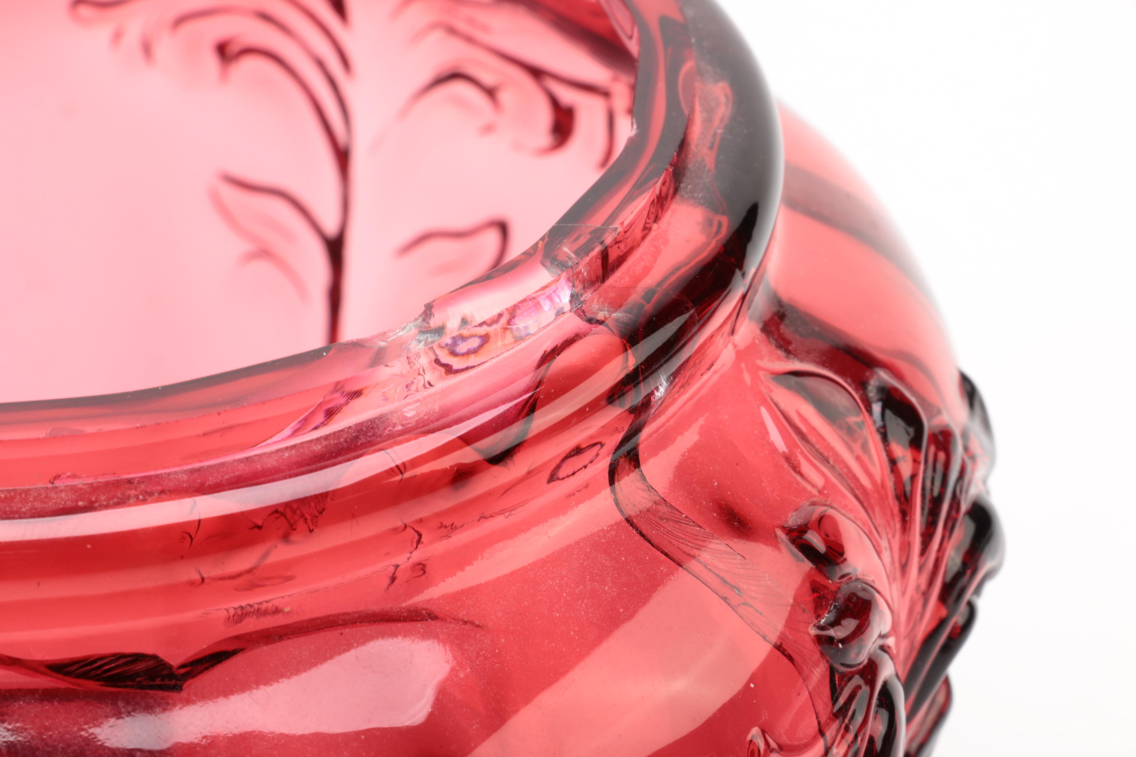 Signed Fenton Glass Basket and Vase