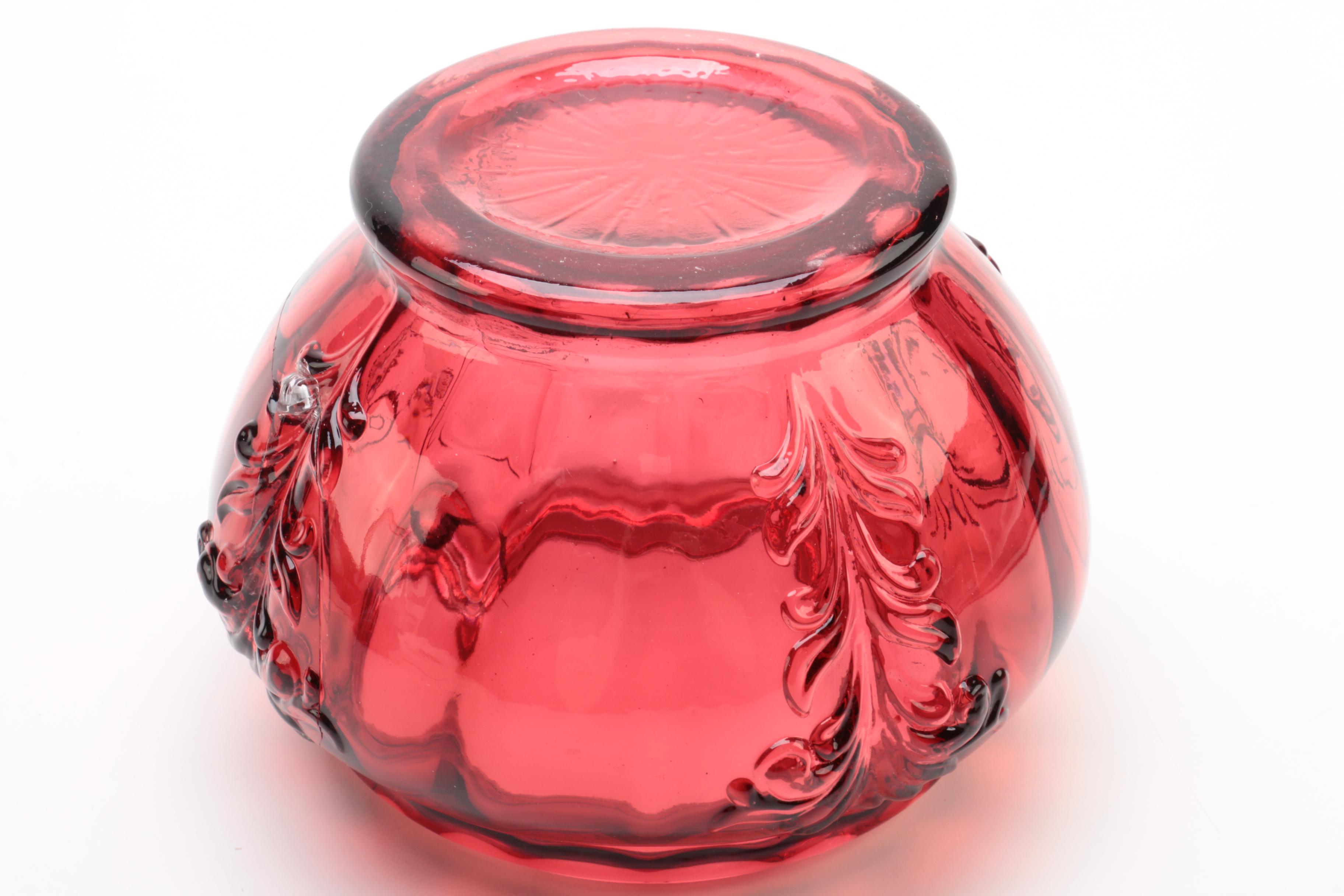 Signed Fenton Glass Basket and Vase