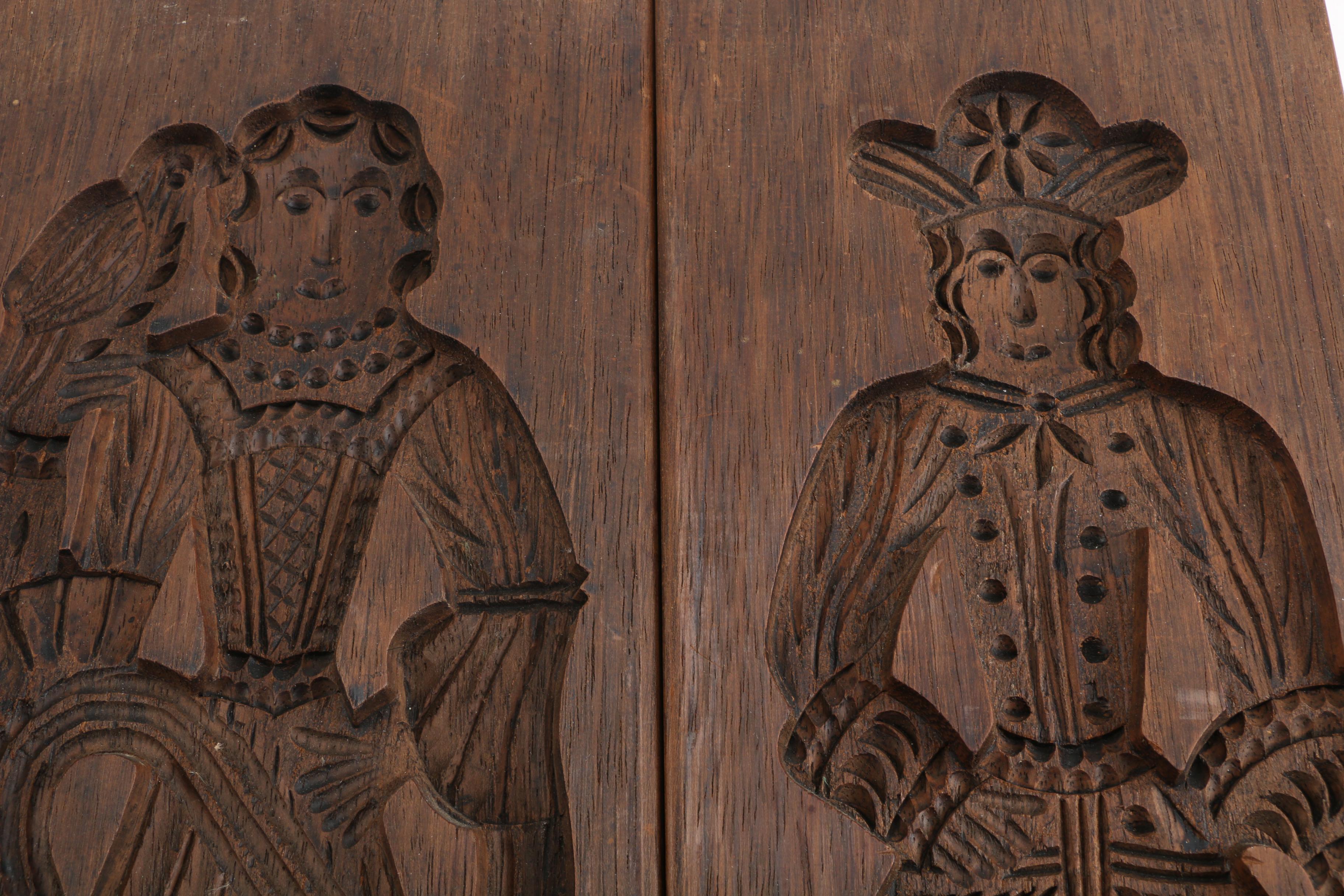 Antique Wood Dutchman and Dutchwoman Cookie Molds